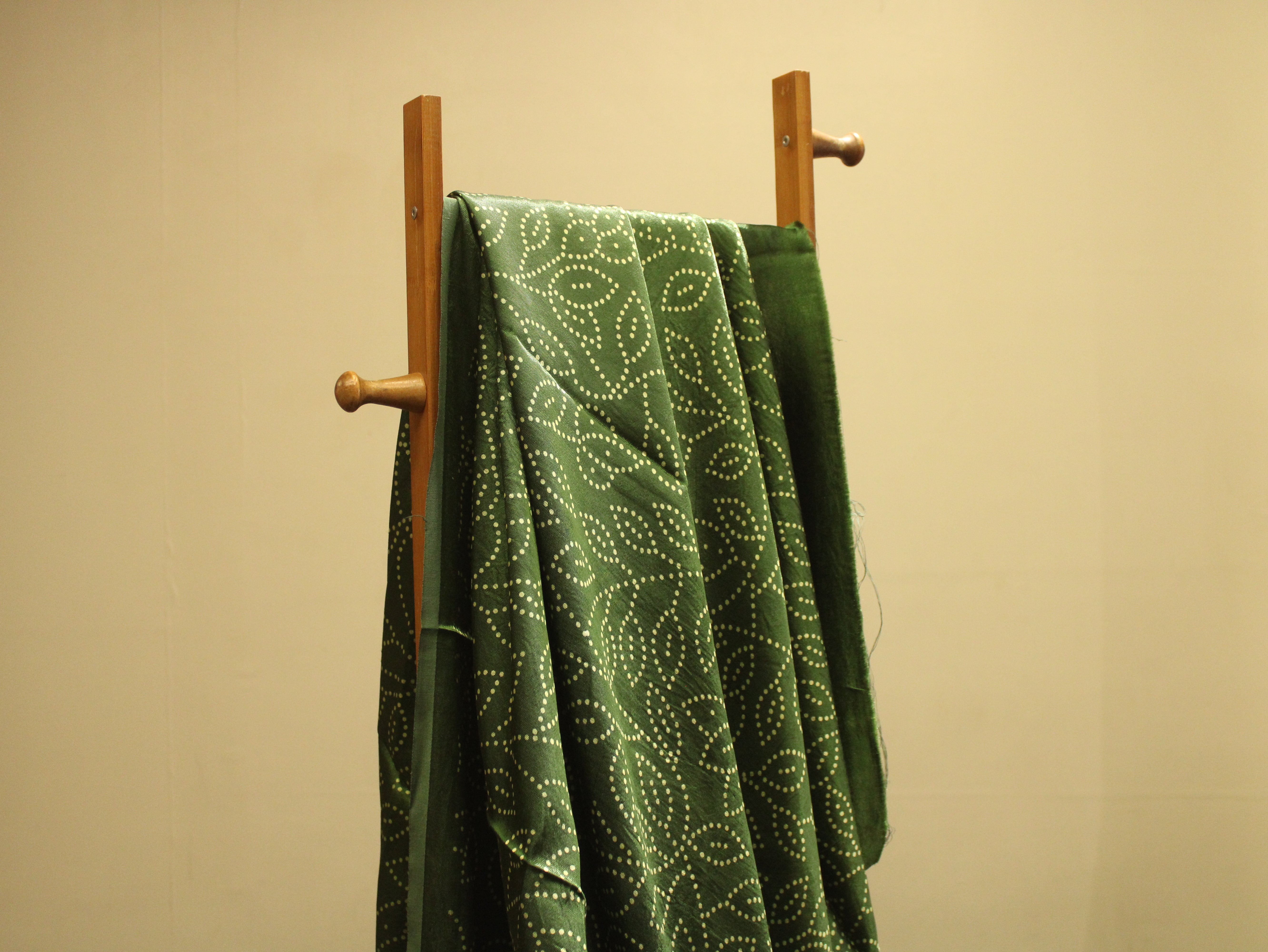 Viscose Gaji Silk Bandhini Fabric - Green