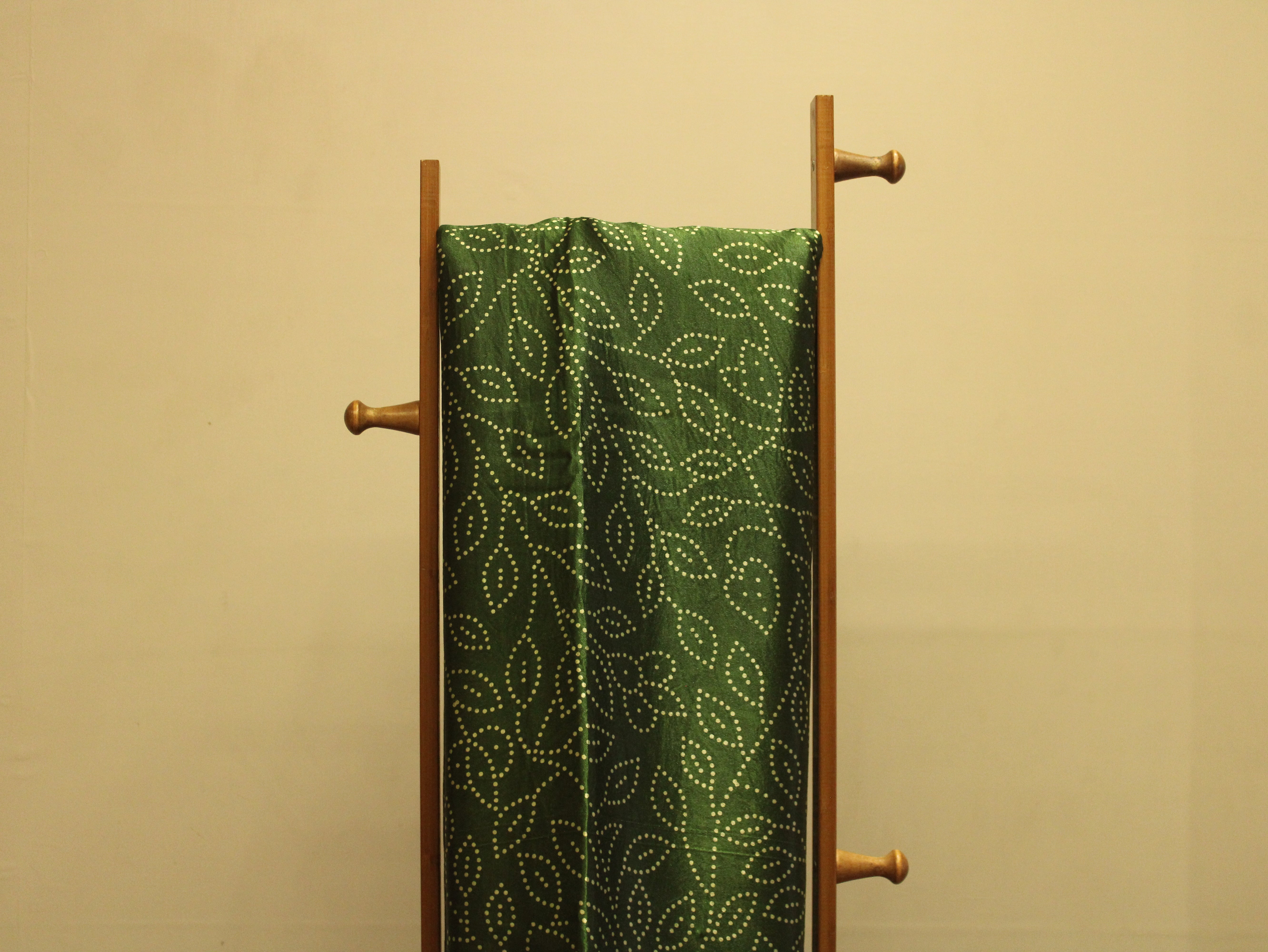 Viscose Gaji Silk Bandhini Fabric - Green