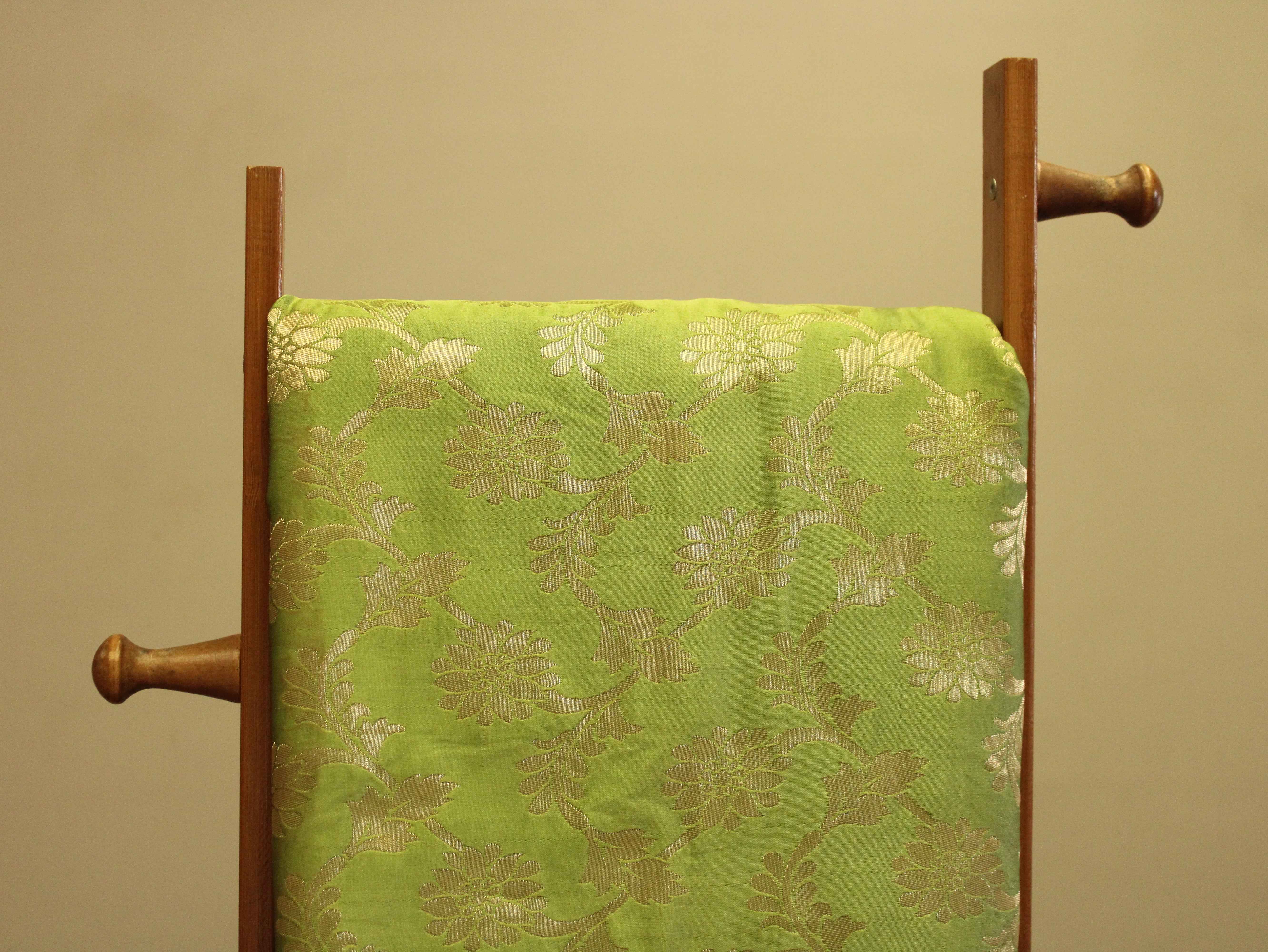 Satin Finish Banarasi Brocade Fabric - Pista