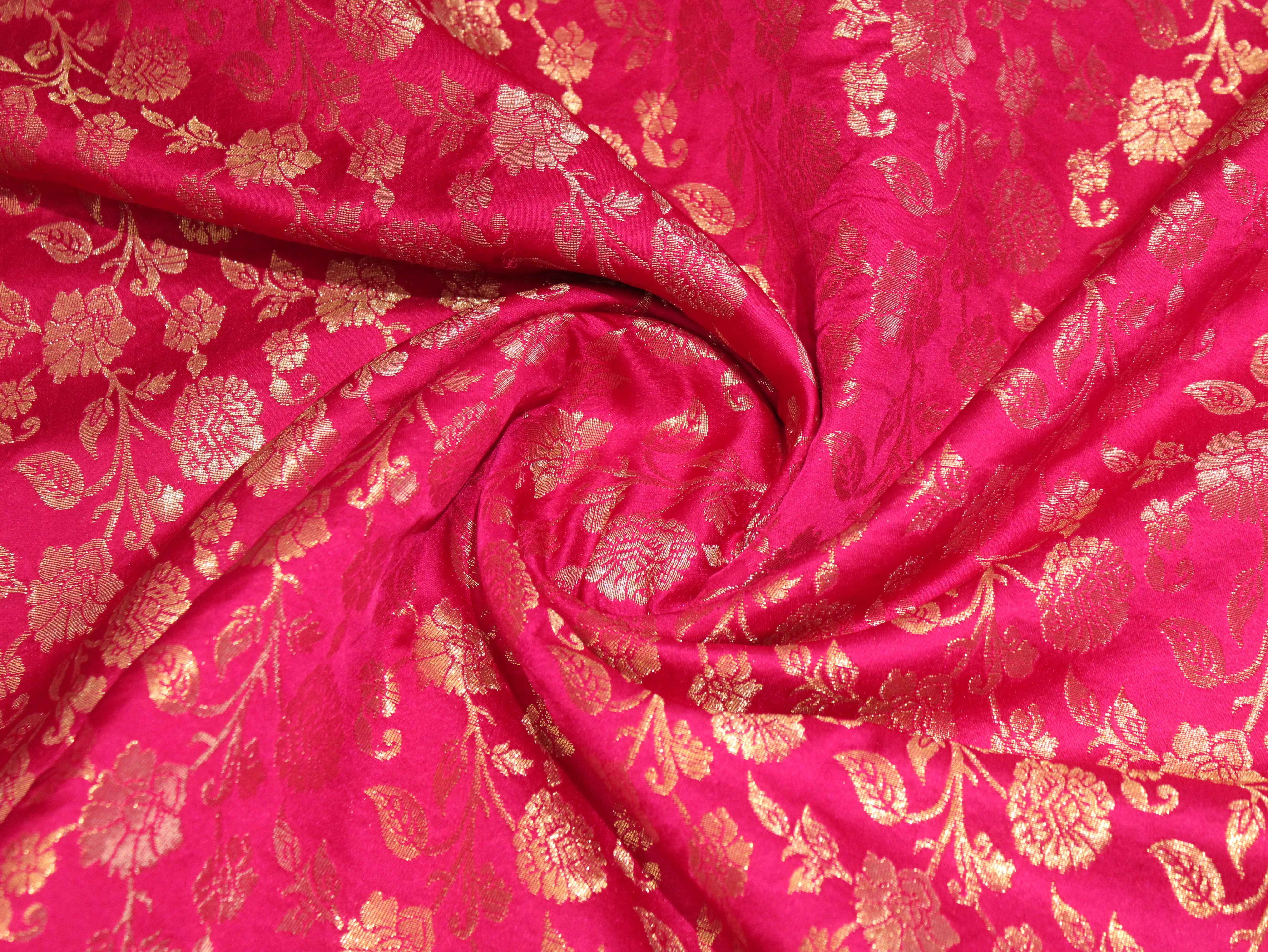 Satin Finish Banarasi Brocade Fabric - Silk Rani