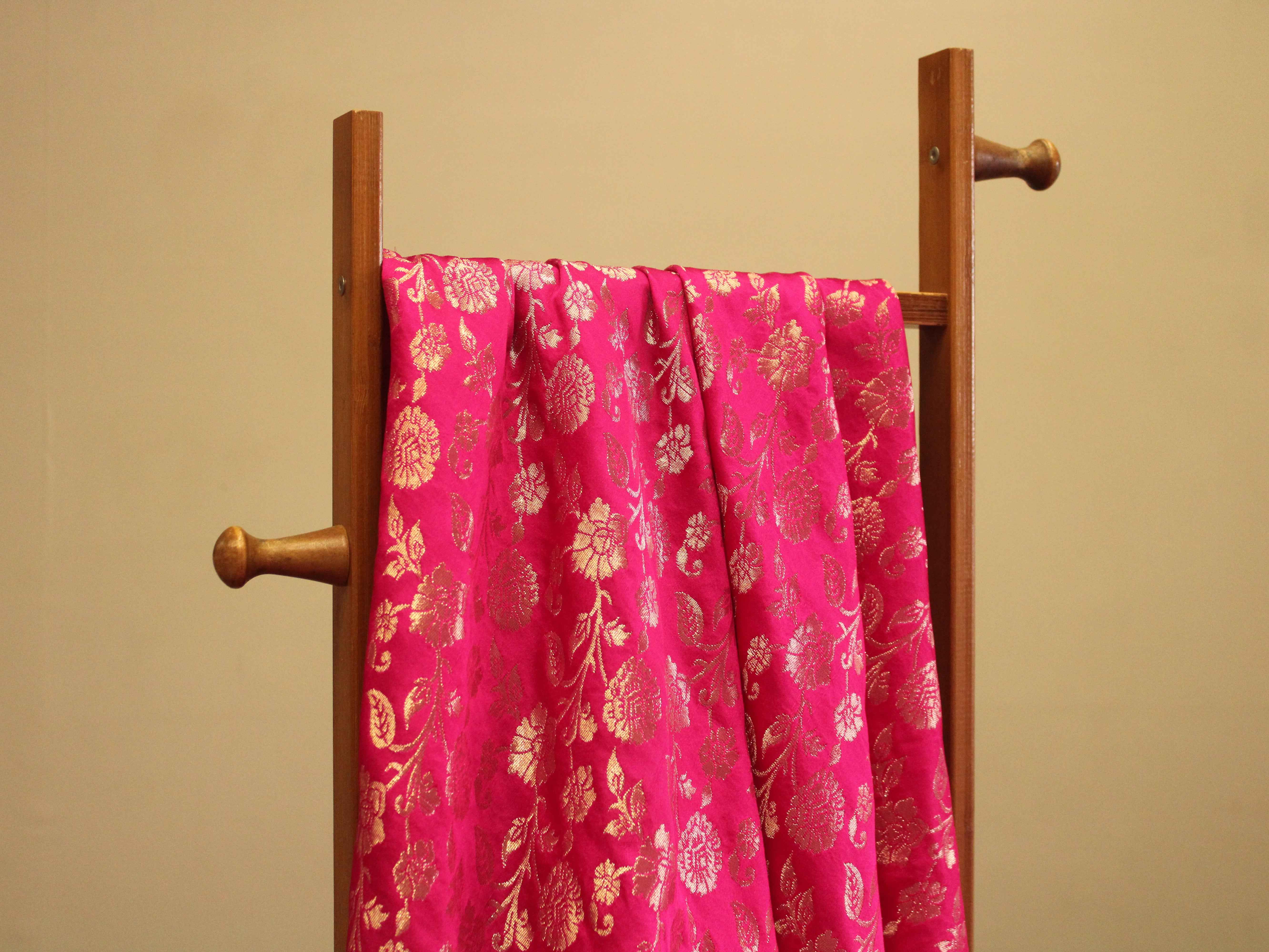 Satin Finish Banarasi Brocade Fabric - Silk Rani