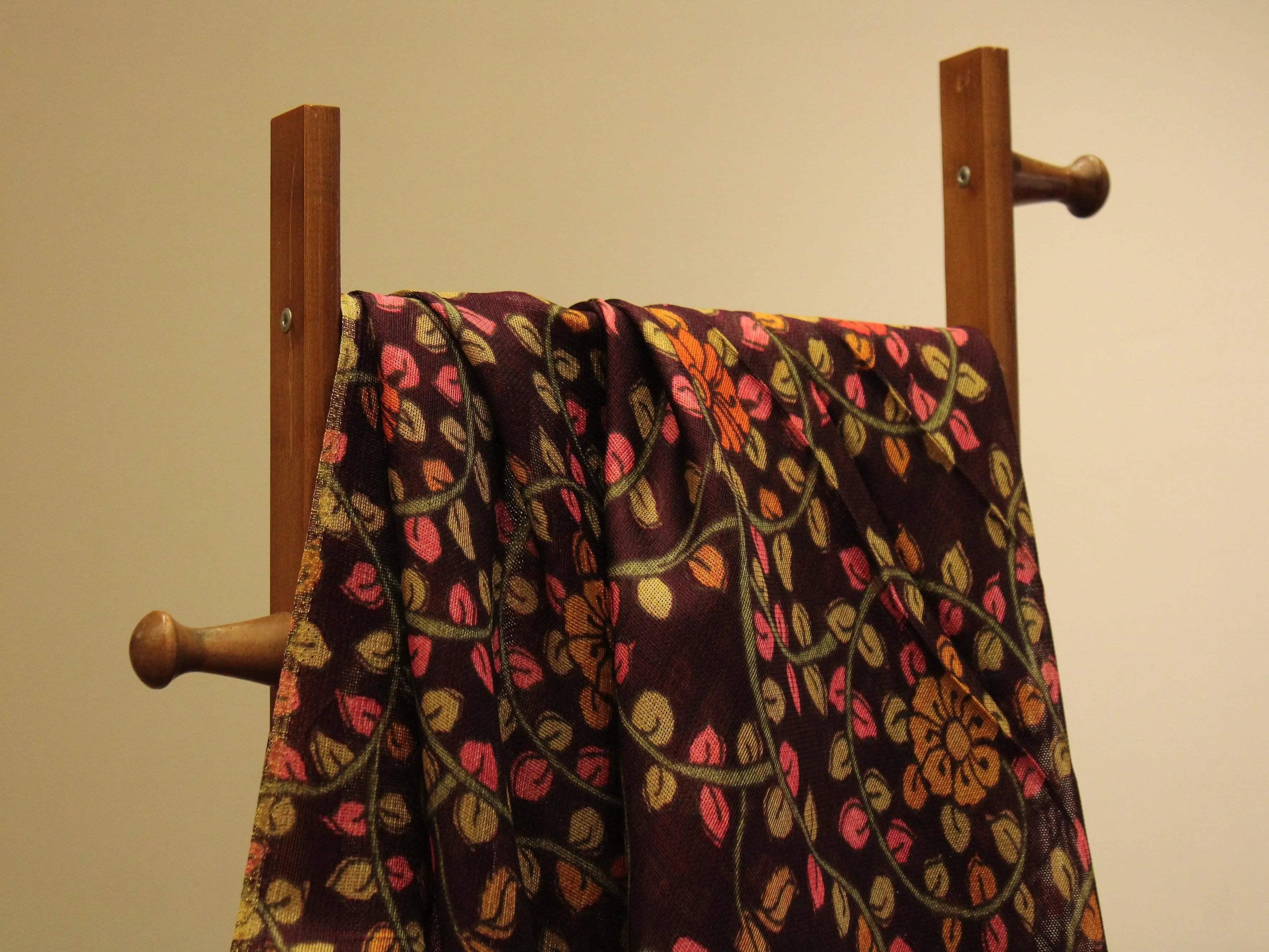 Micro Mesh Jute-Texture Digital Kalamkari Printed Fabric