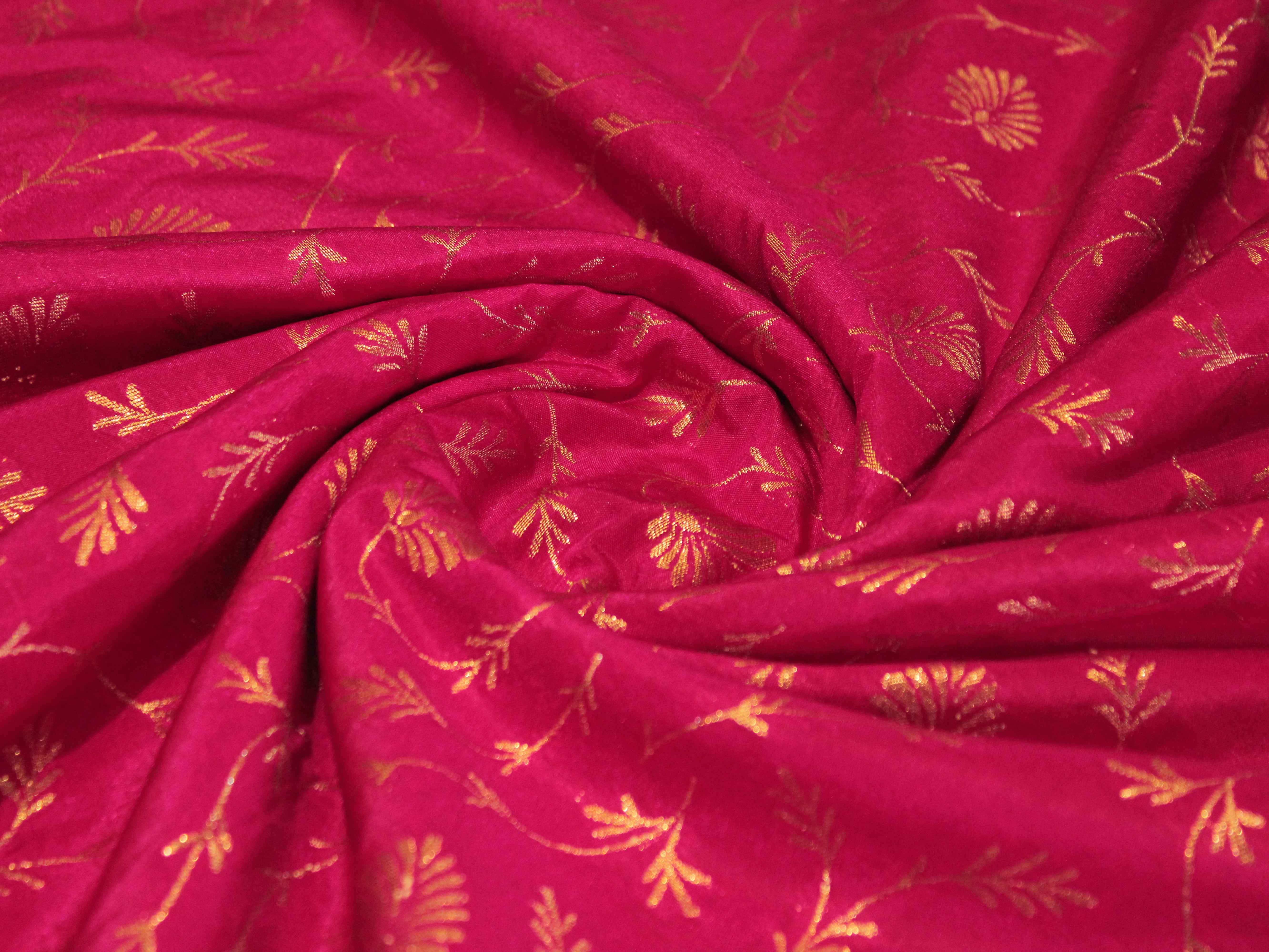 Katan Silk Brocade Fabric - Rani