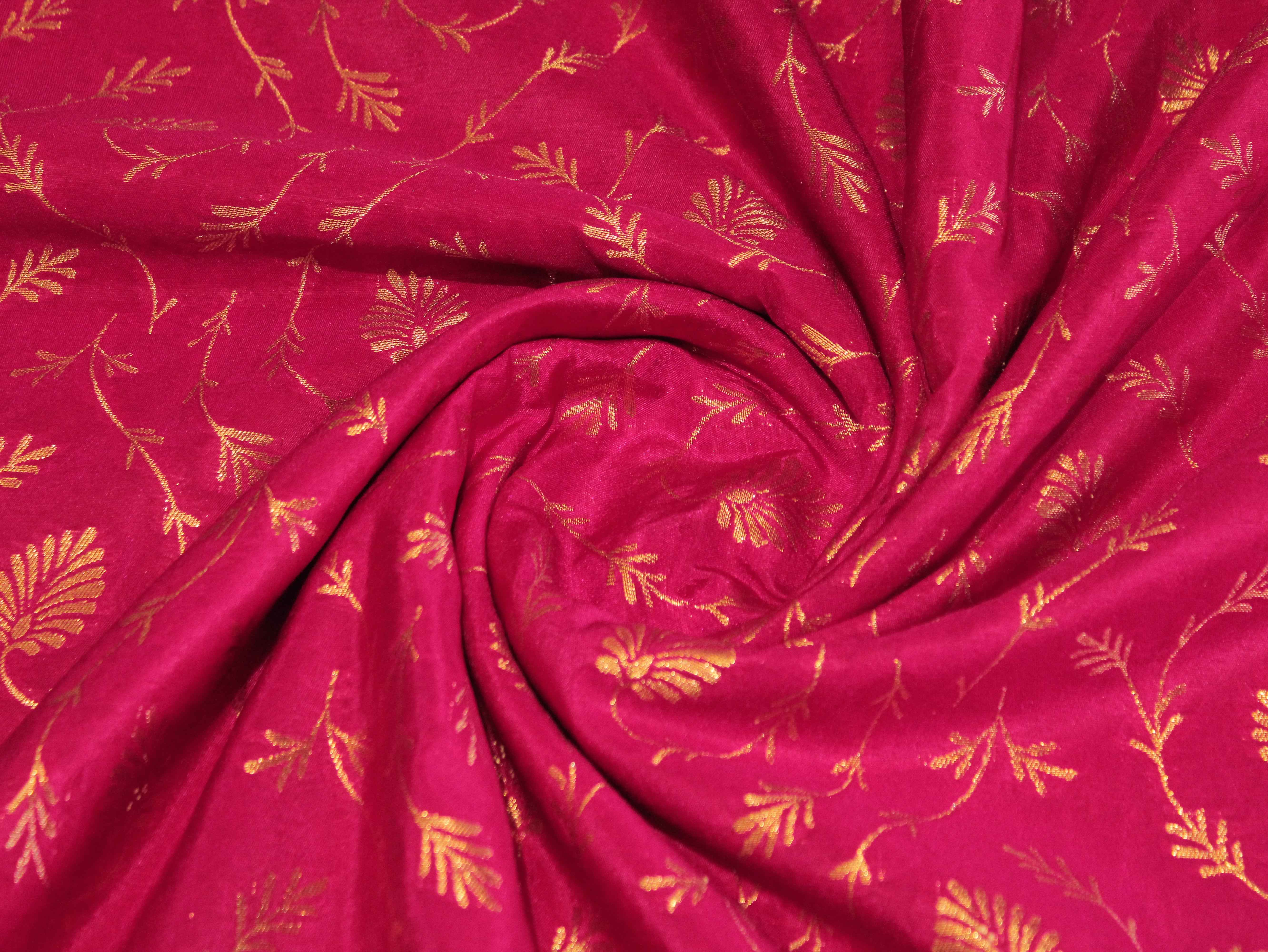 Katan Silk Brocade Fabric - Rani