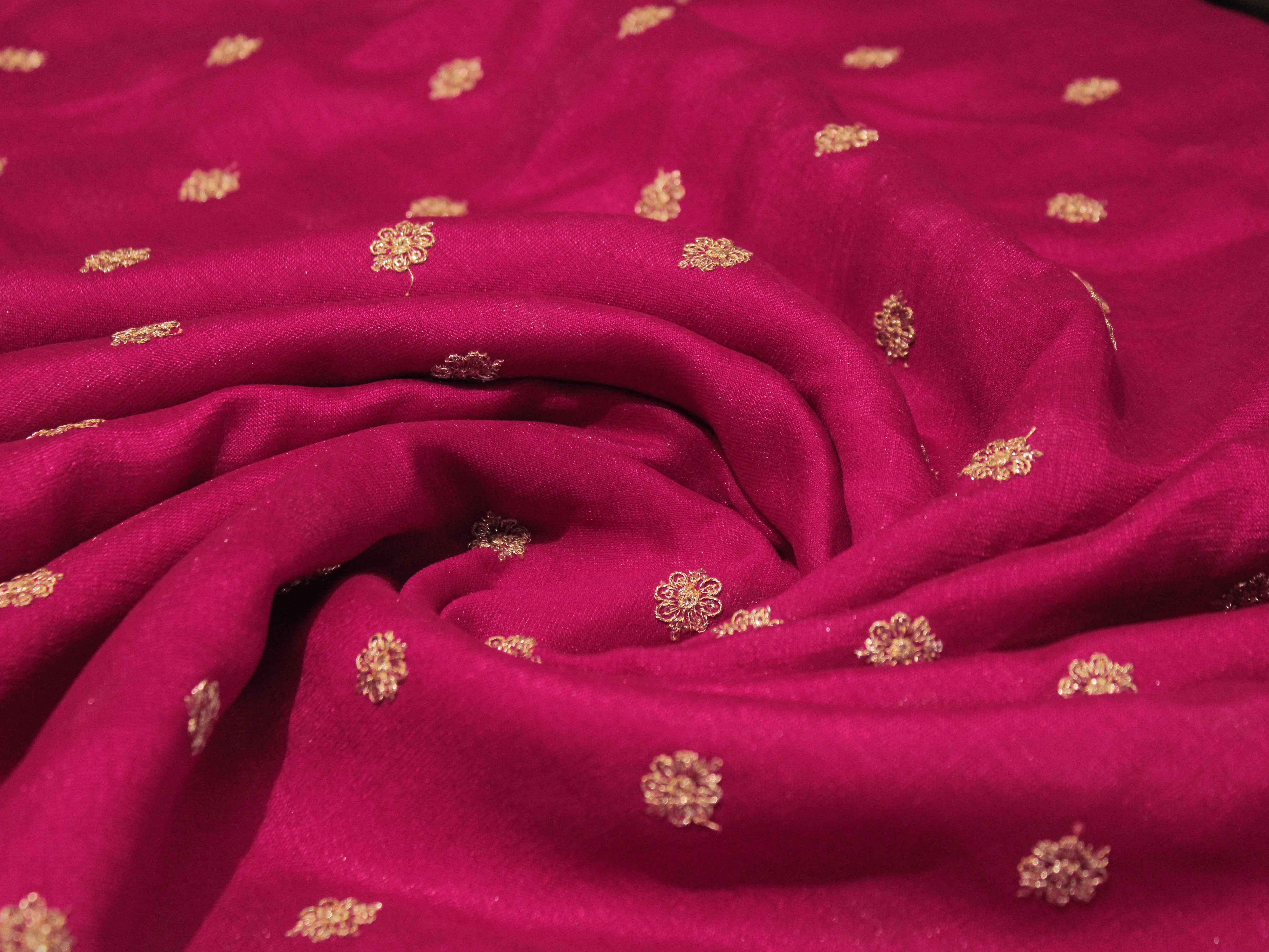 Jute Chanderi Silk Fabric with Zari Work - Silk Rani