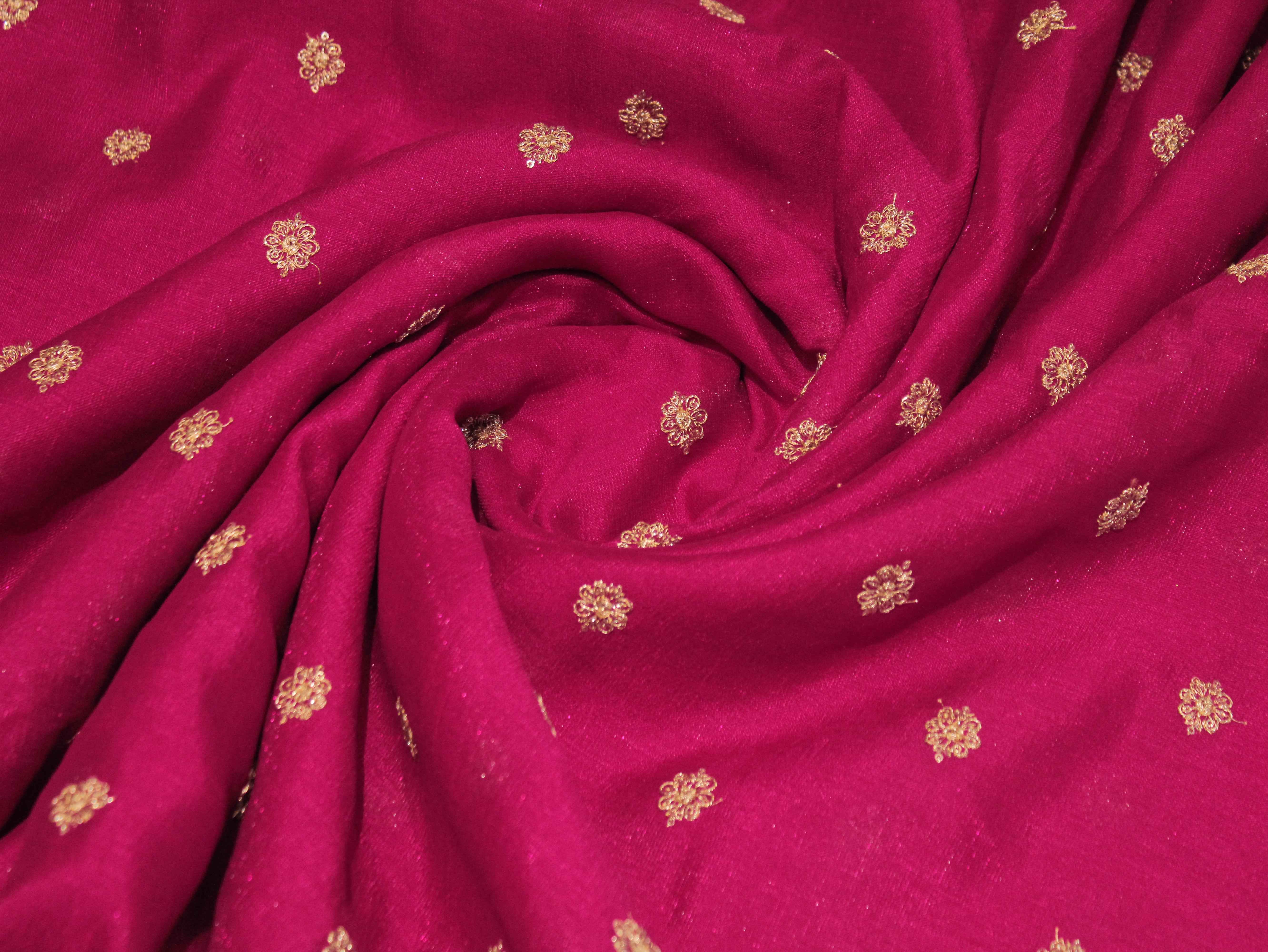 Jute Chanderi Silk Fabric with Zari Work - Silk Rani