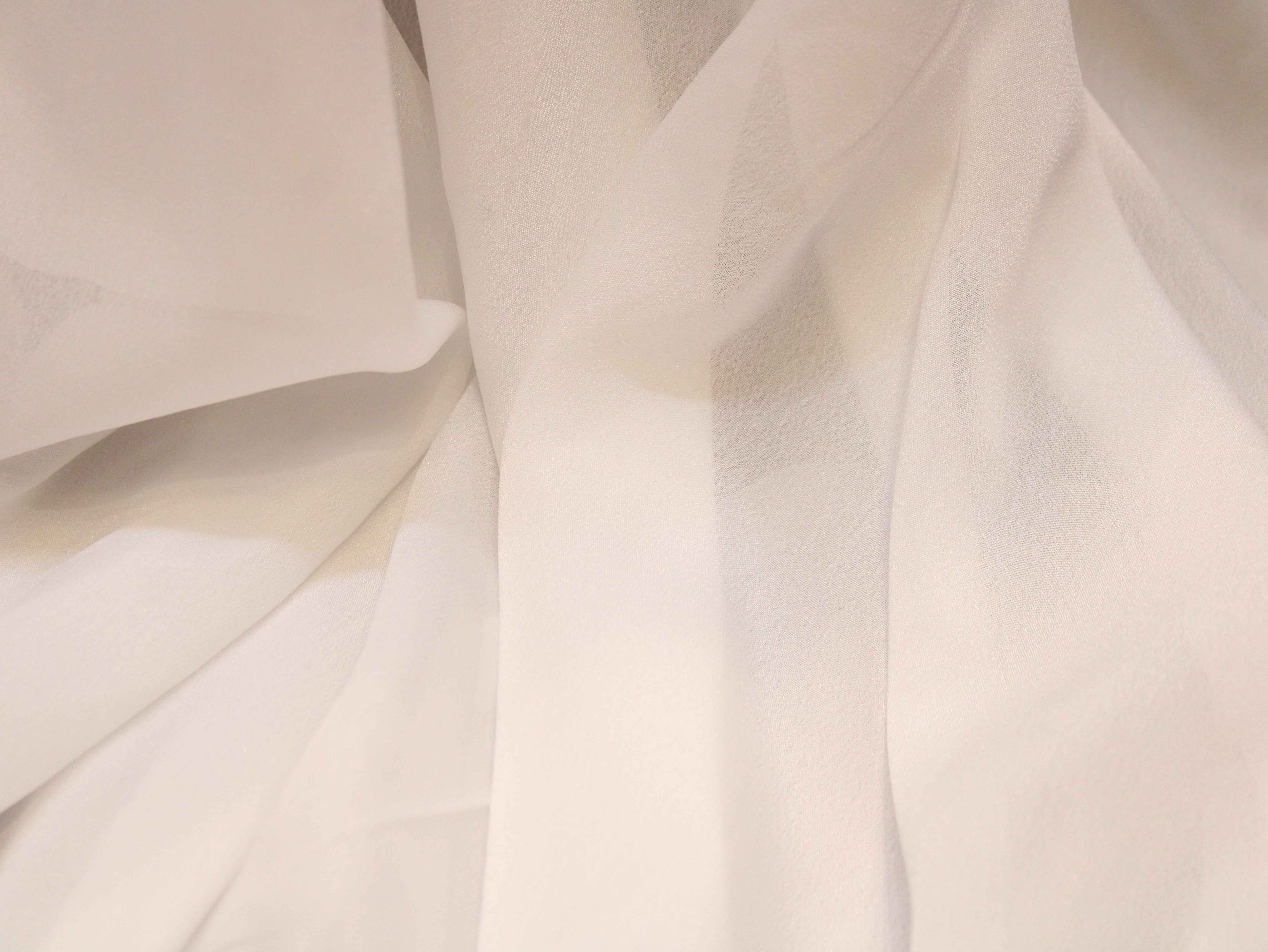 White Plain Kashmiri Rasgulla Crepe Fabric