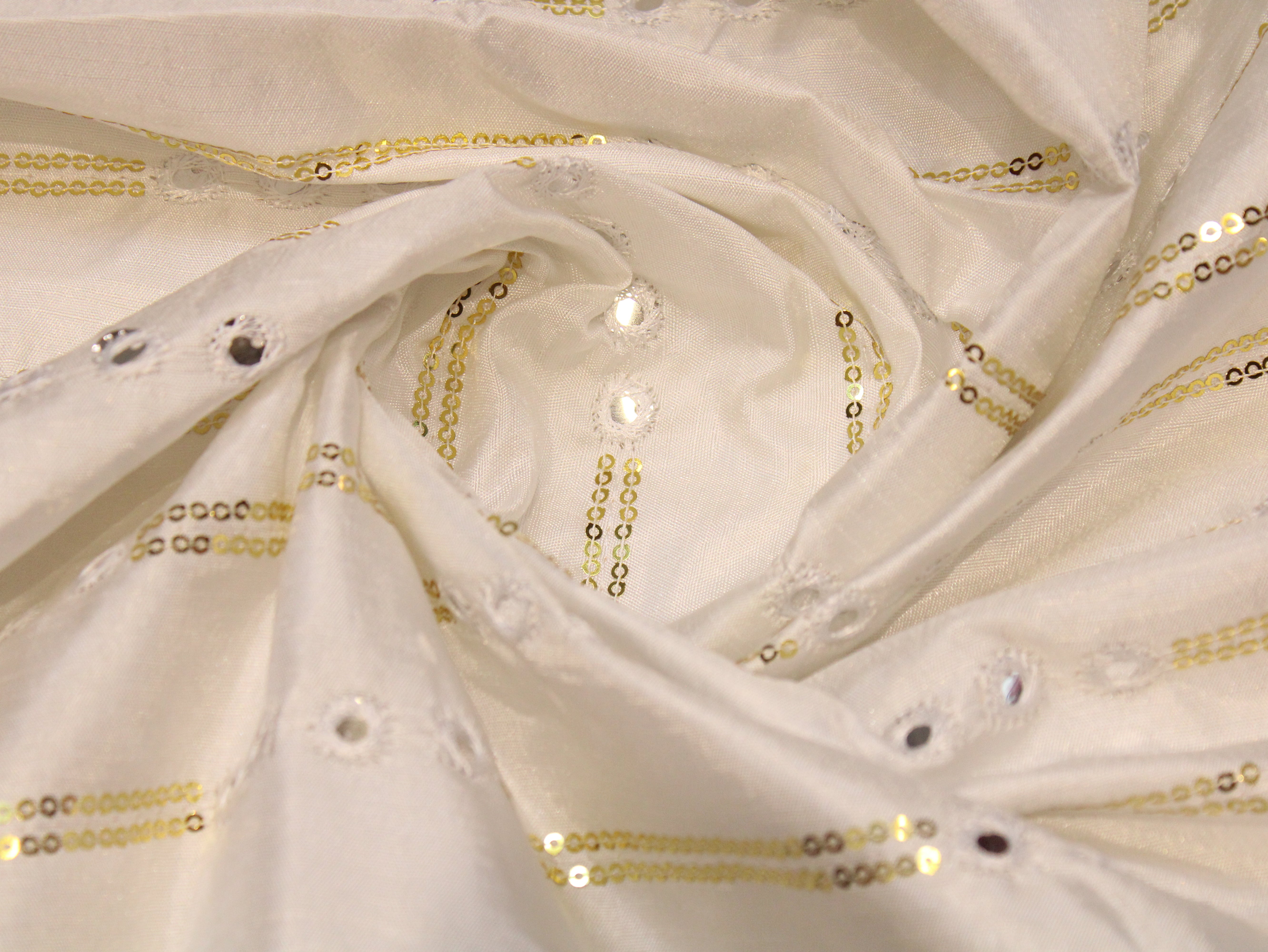 Dupion Paper Mirror Work Fabric with Golden Sequin