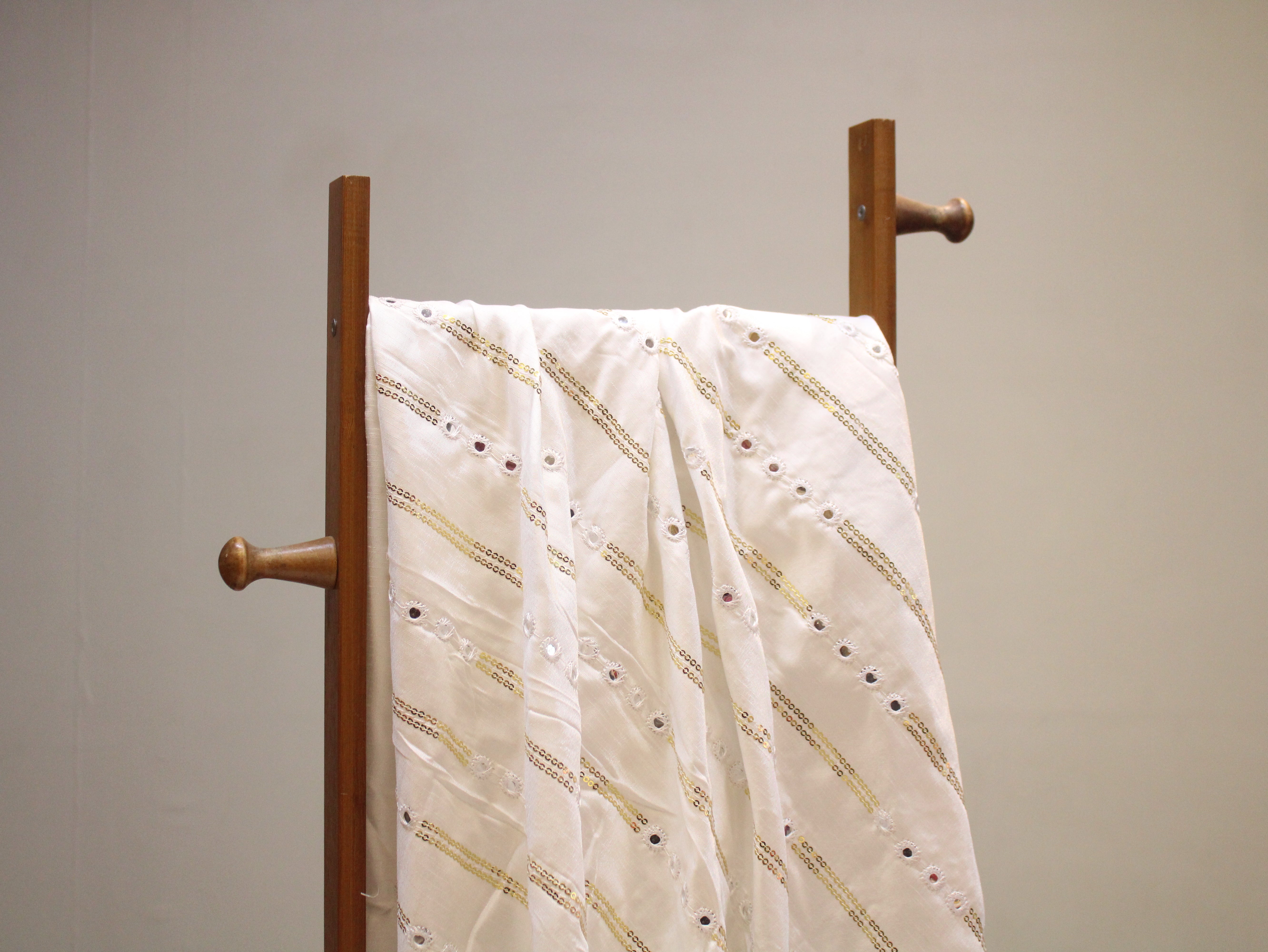 Dupion Paper Mirror Work Fabric with Golden Sequin