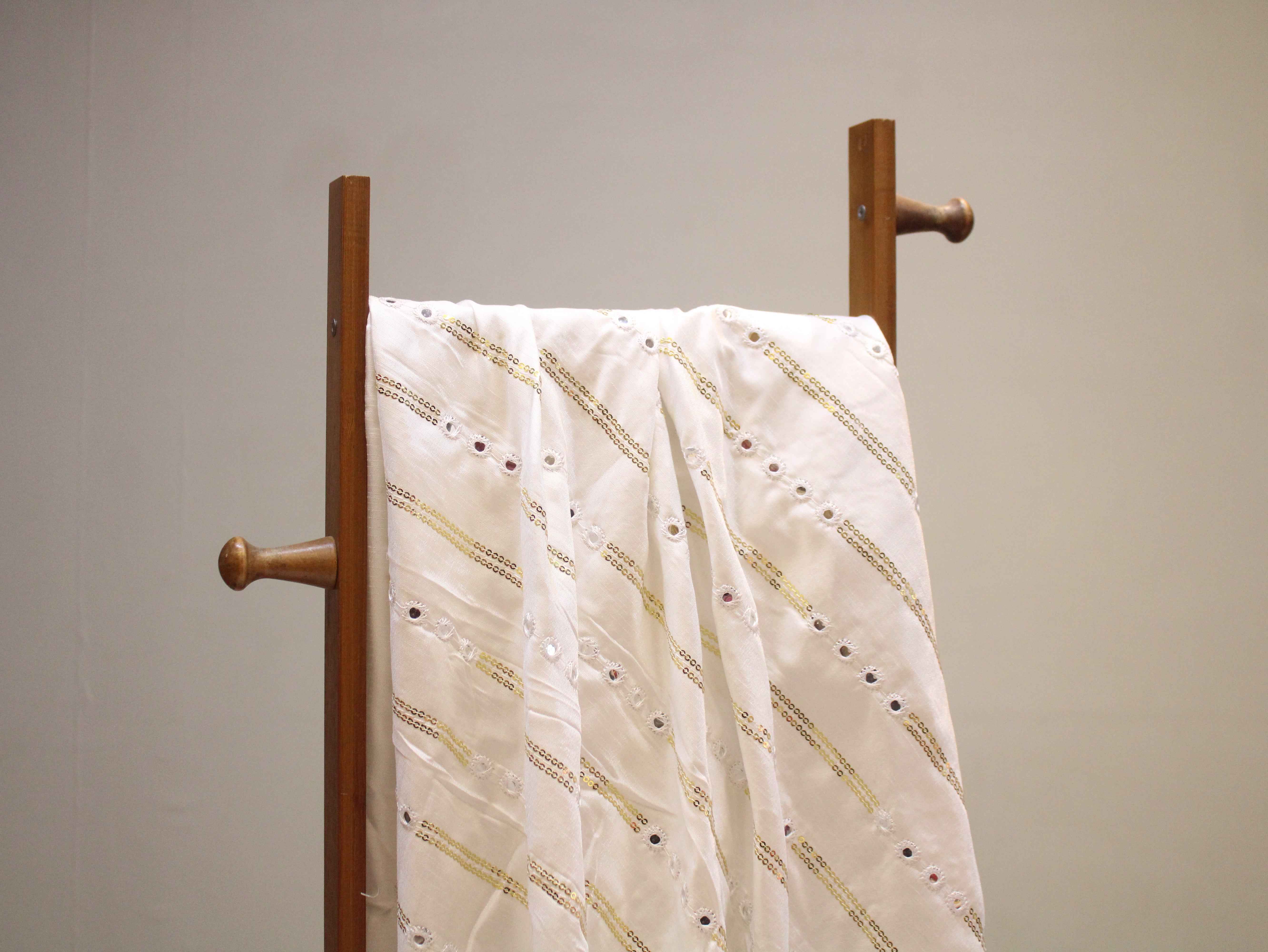 Dupion Paper Mirror Work Fabric with Golden Sequin