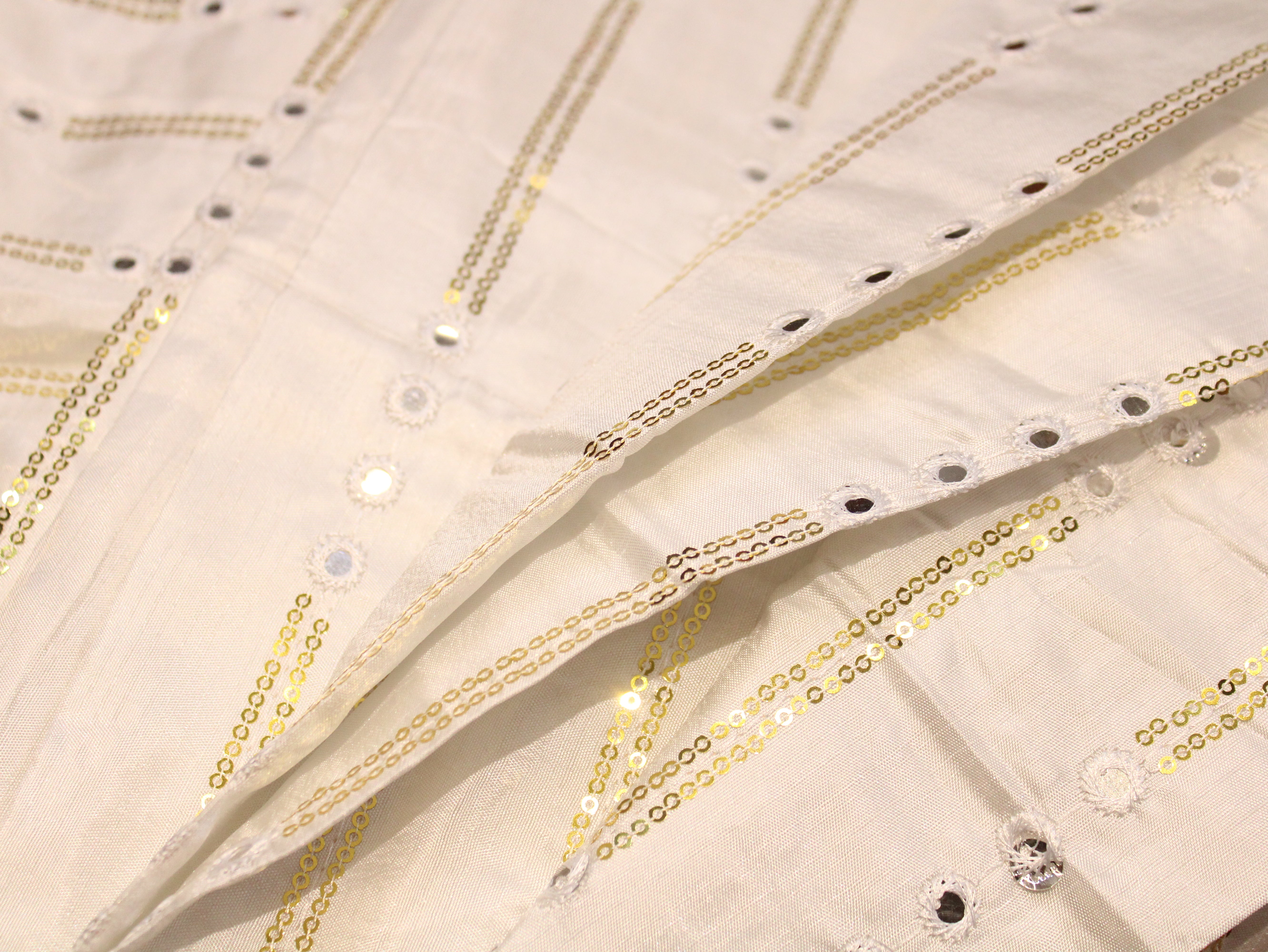 Dupion Paper Mirror Work Fabric with Golden Sequin