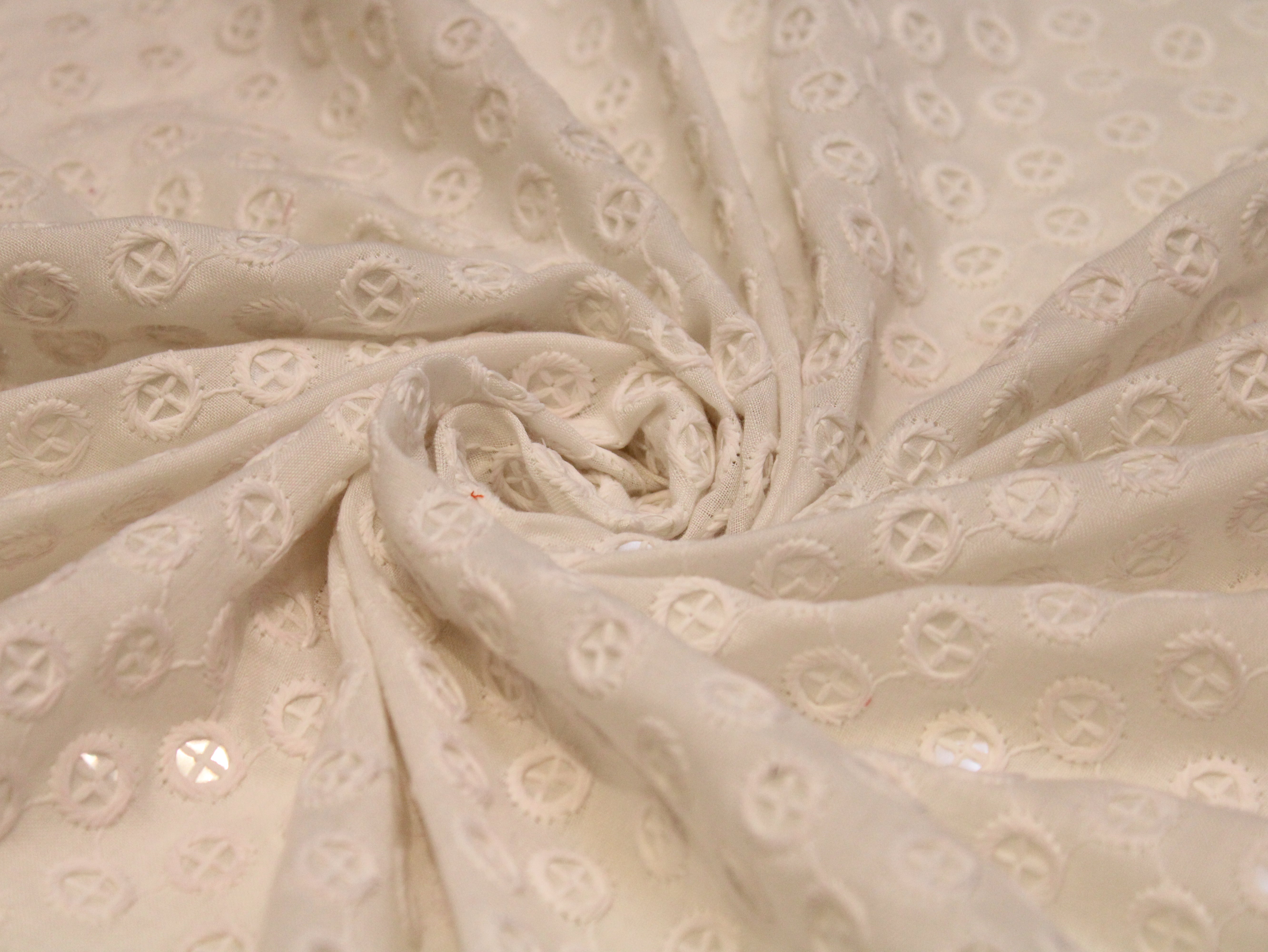 Cotton Border Embroidery Fabric – White