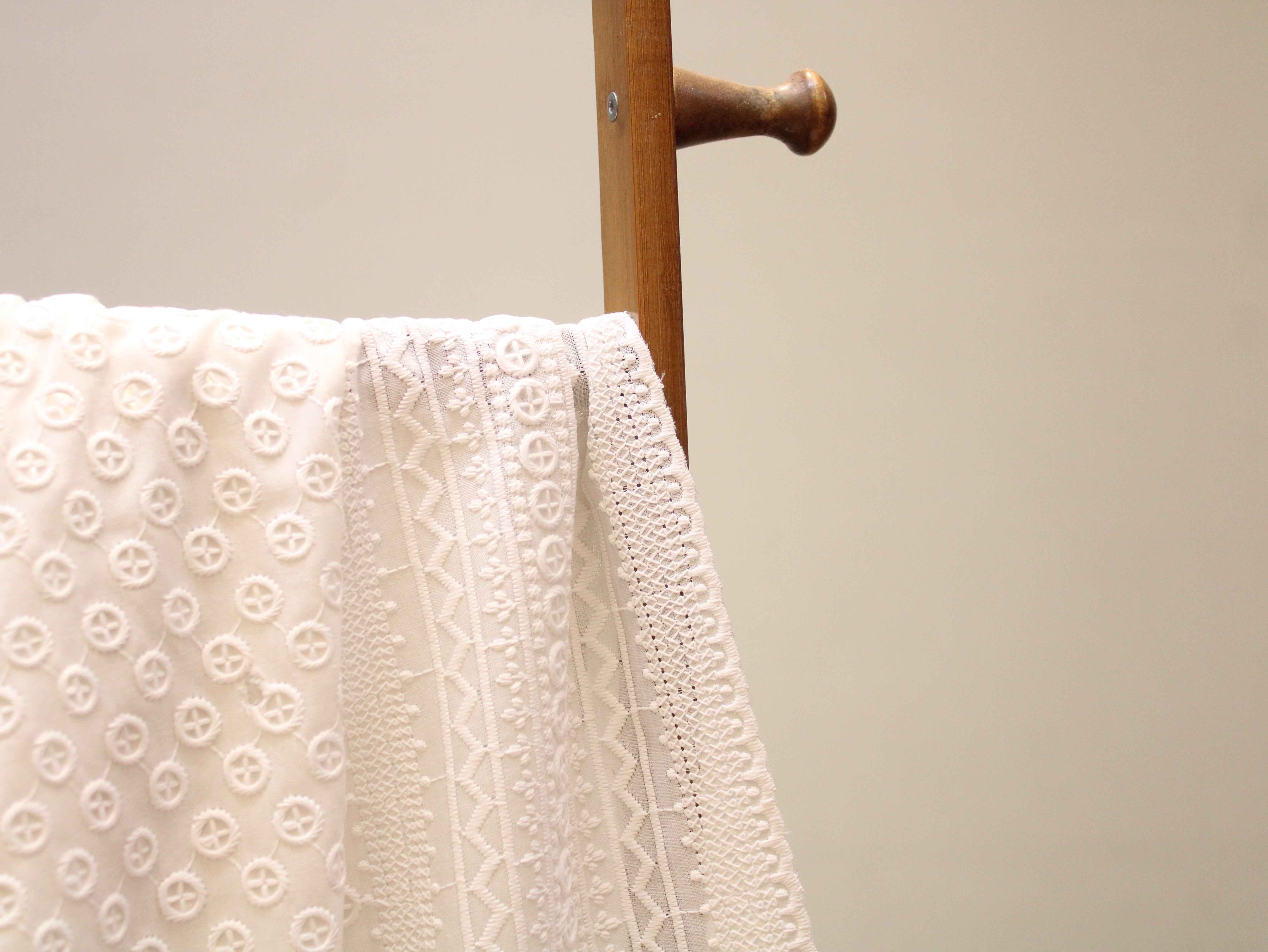 Cotton Border Embroidery Fabric – White