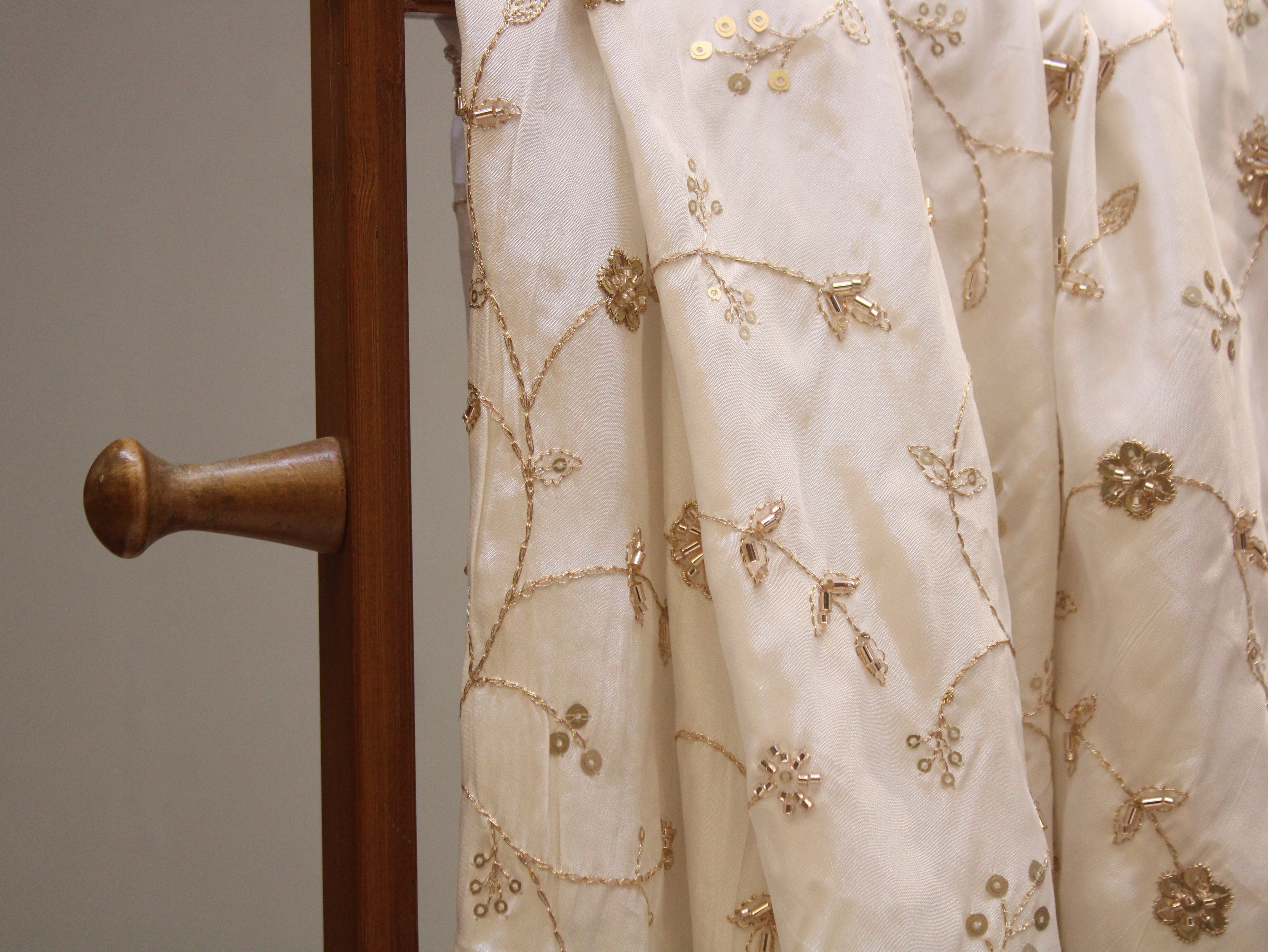 Dyeable Pure Natural Crepe Fabric – With Elegant Bits & Pearl Work