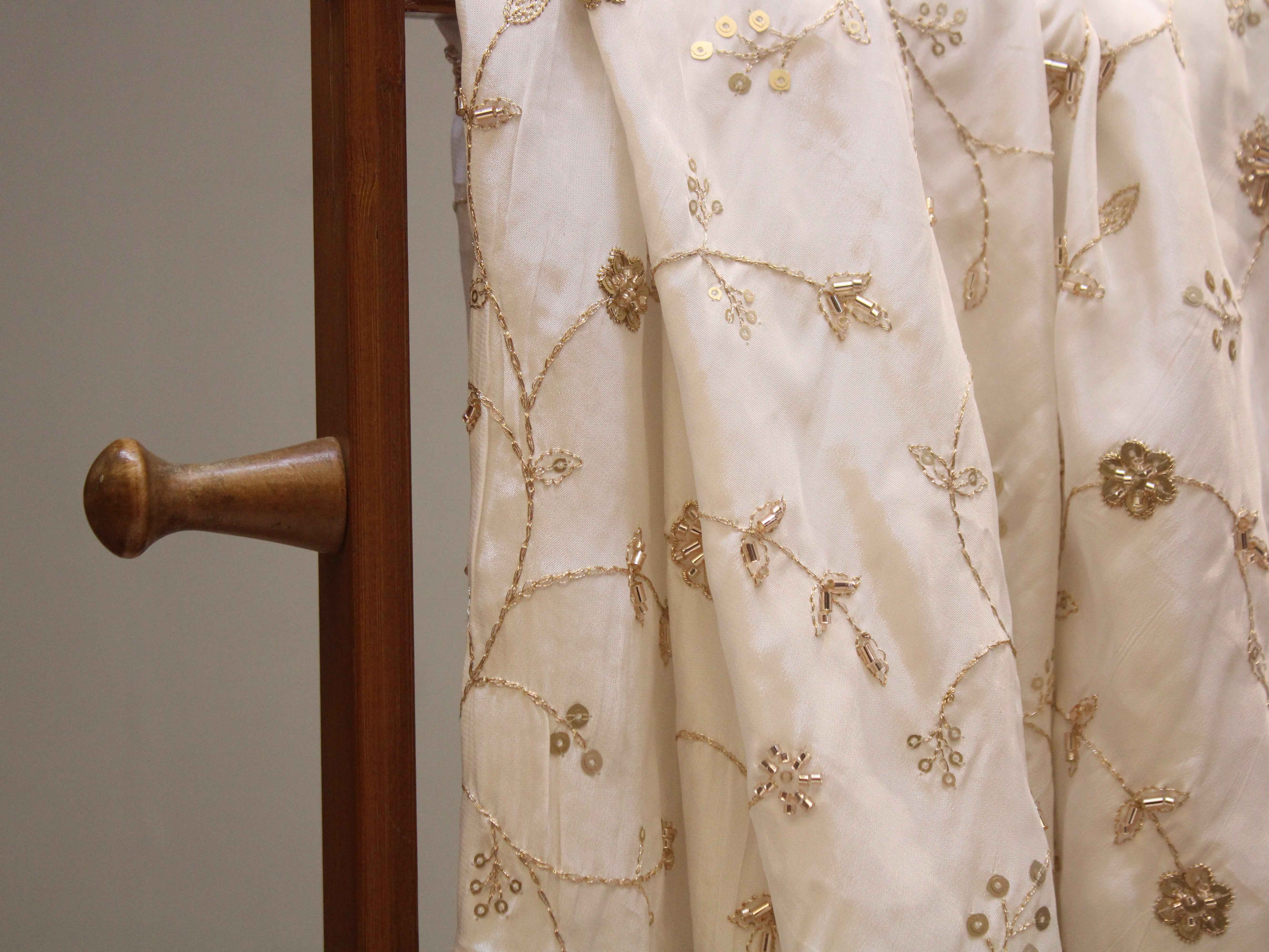 Dyeable Pure Natural Crepe Fabric – With Elegant Bits & Pearl Work