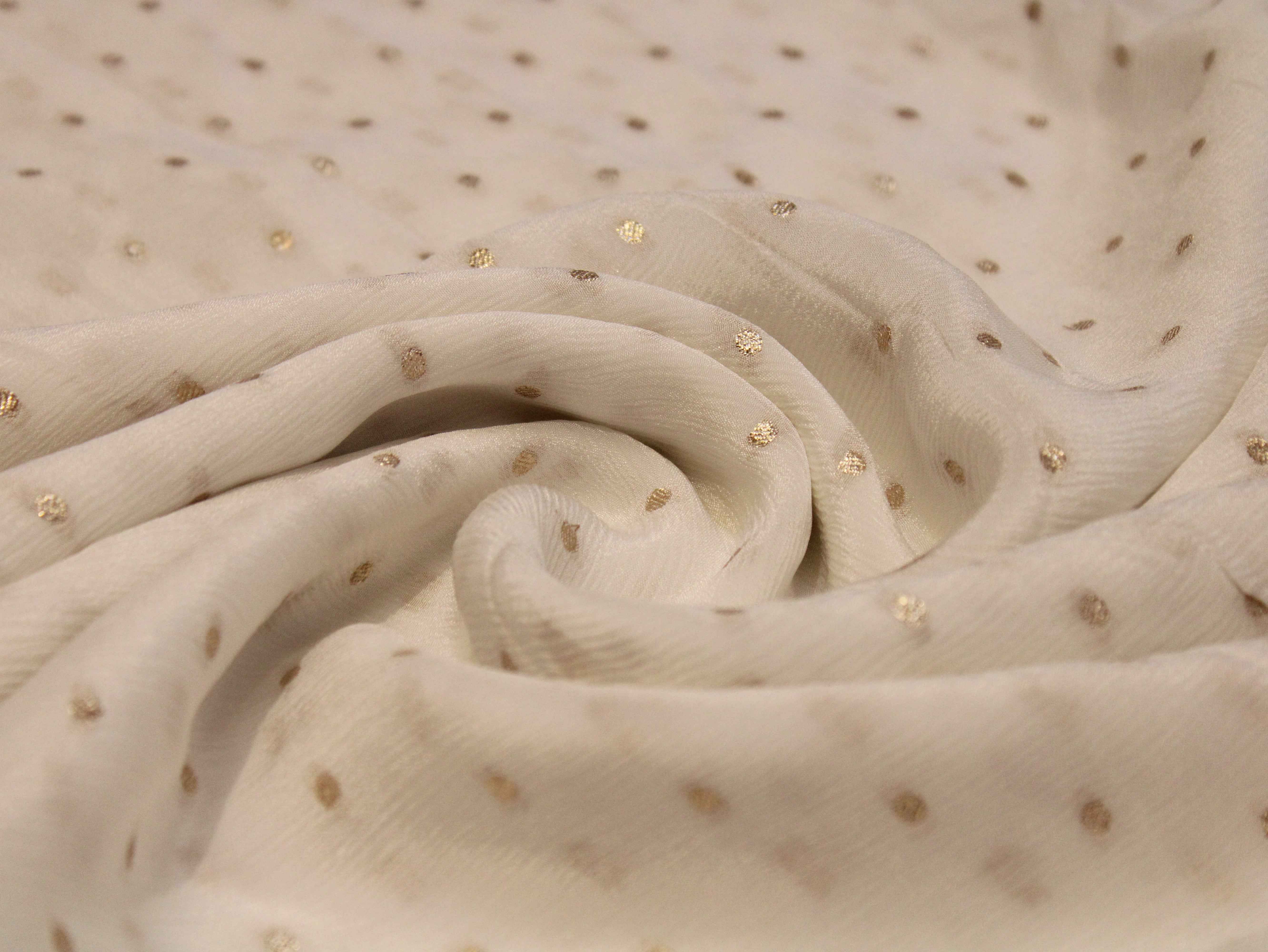 Dyeable Pure Chinon Zari Woven Buti Fabric