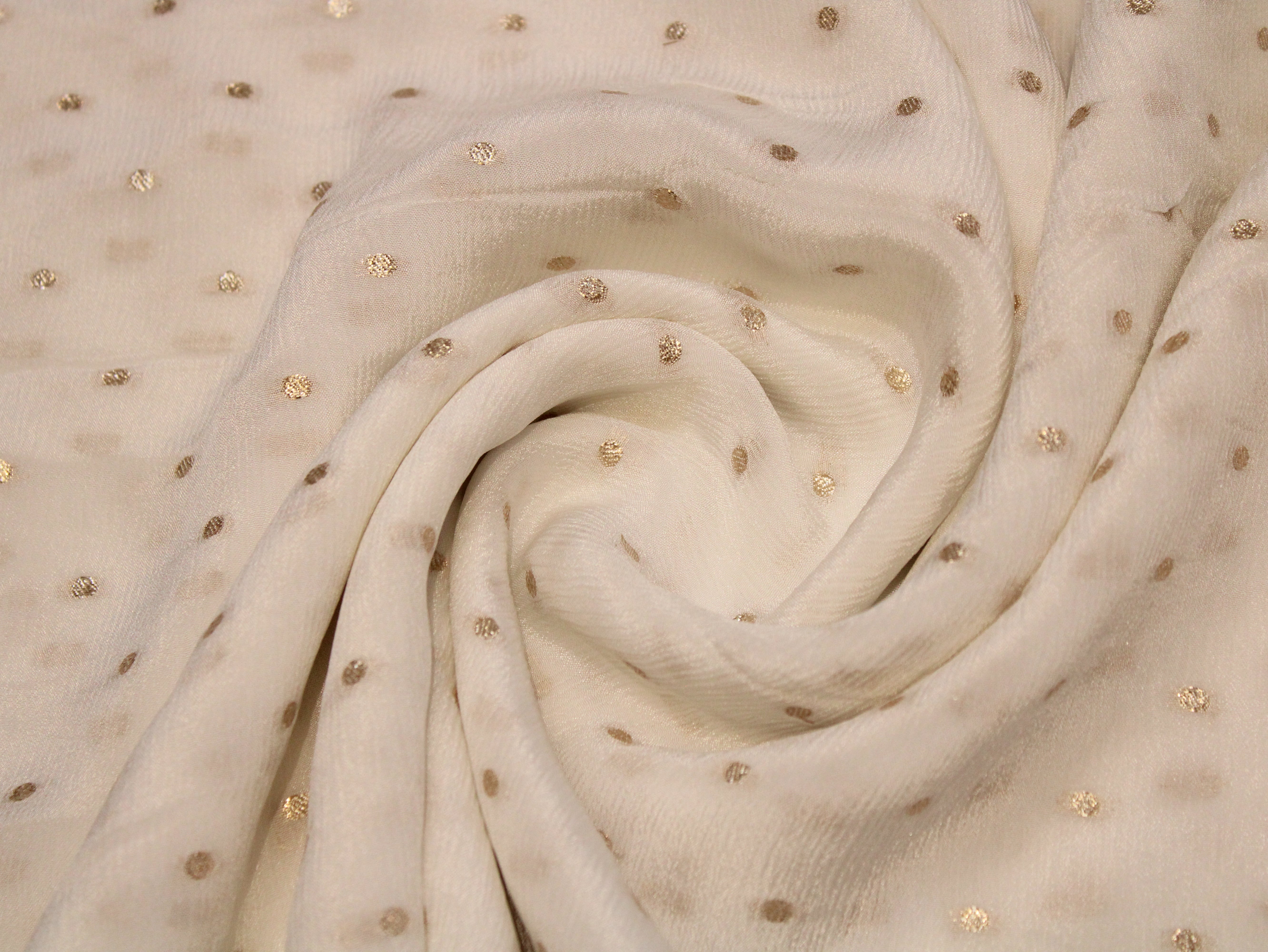 Dyeable Pure Chinon Zari Woven Buti Fabric