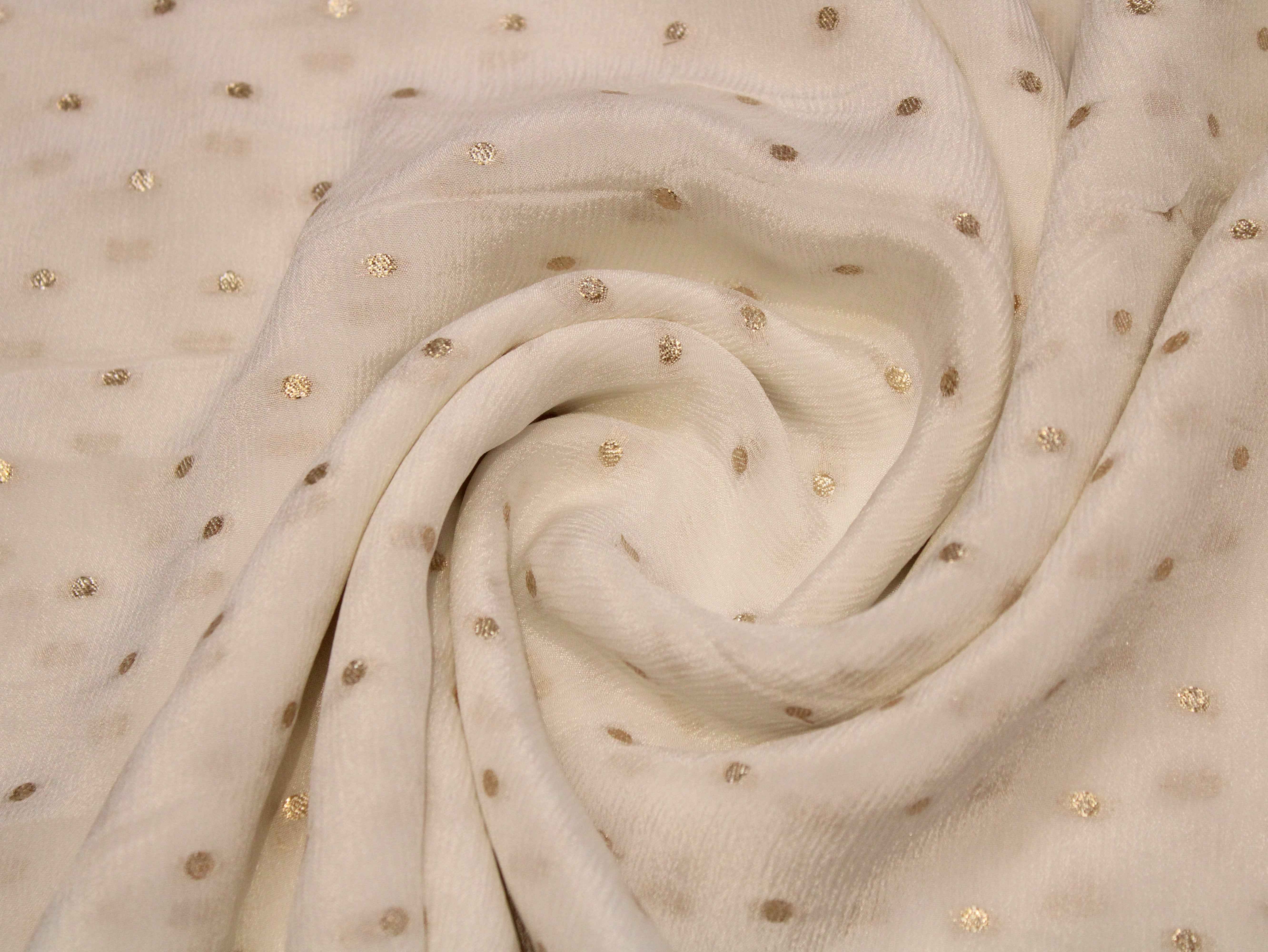Dyeable Pure Chinon Zari Woven Buti Fabric