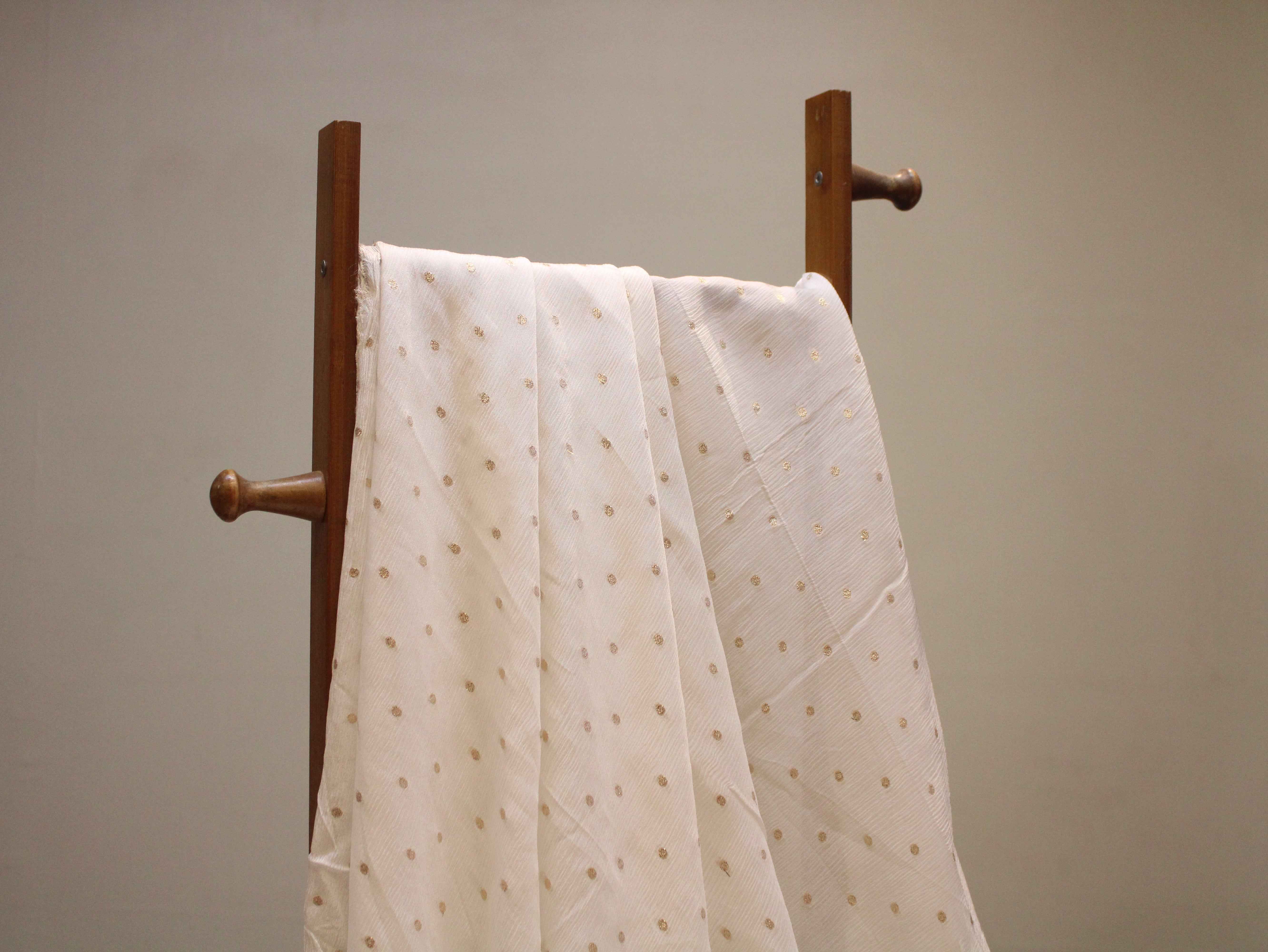 Dyeable Pure Chinon Zari Woven Buti Fabric