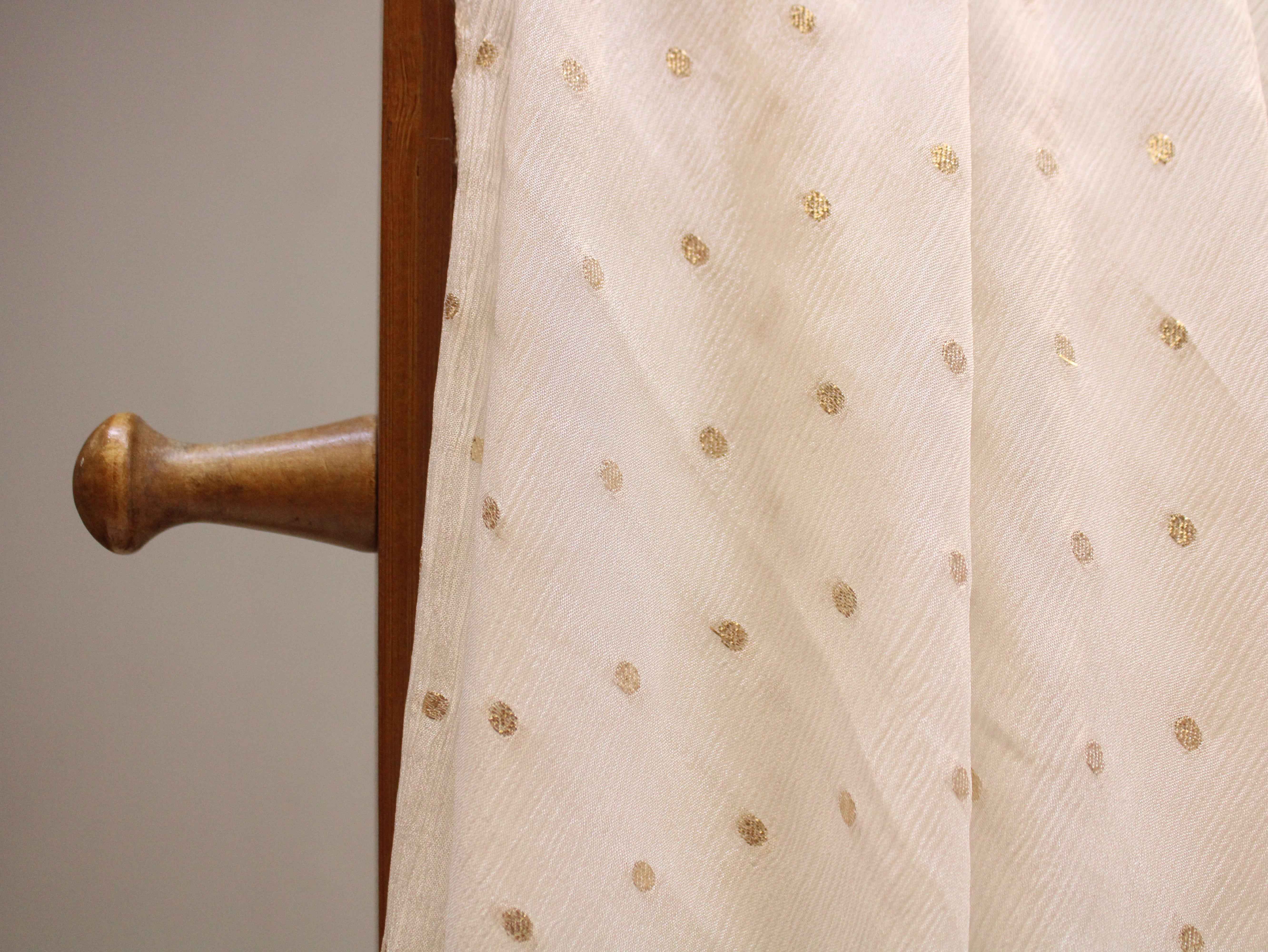 Dyeable Pure Chinon Zari Woven Buti Fabric