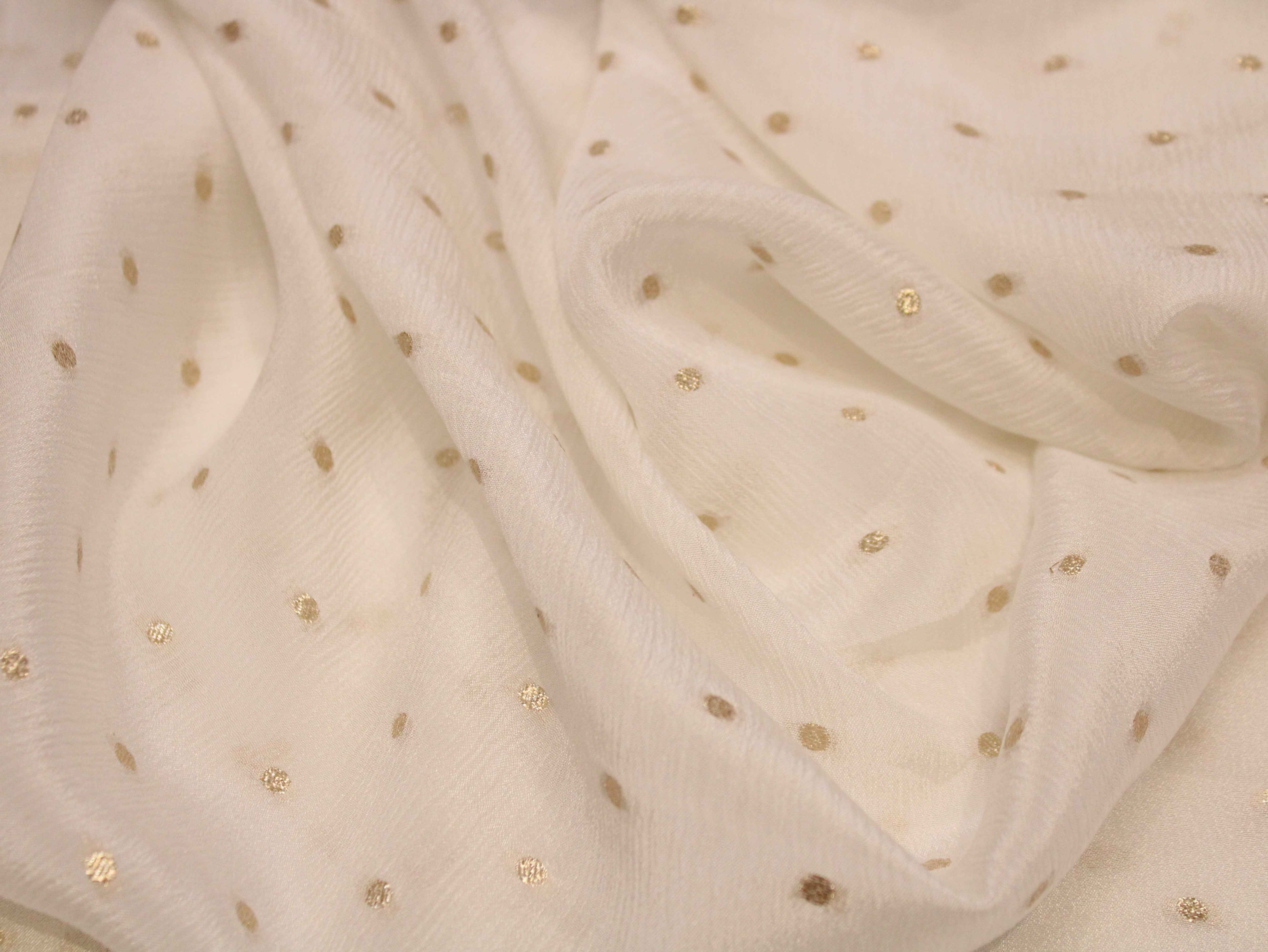 Dyeable Pure Chinon Zari Woven Buti Fabric