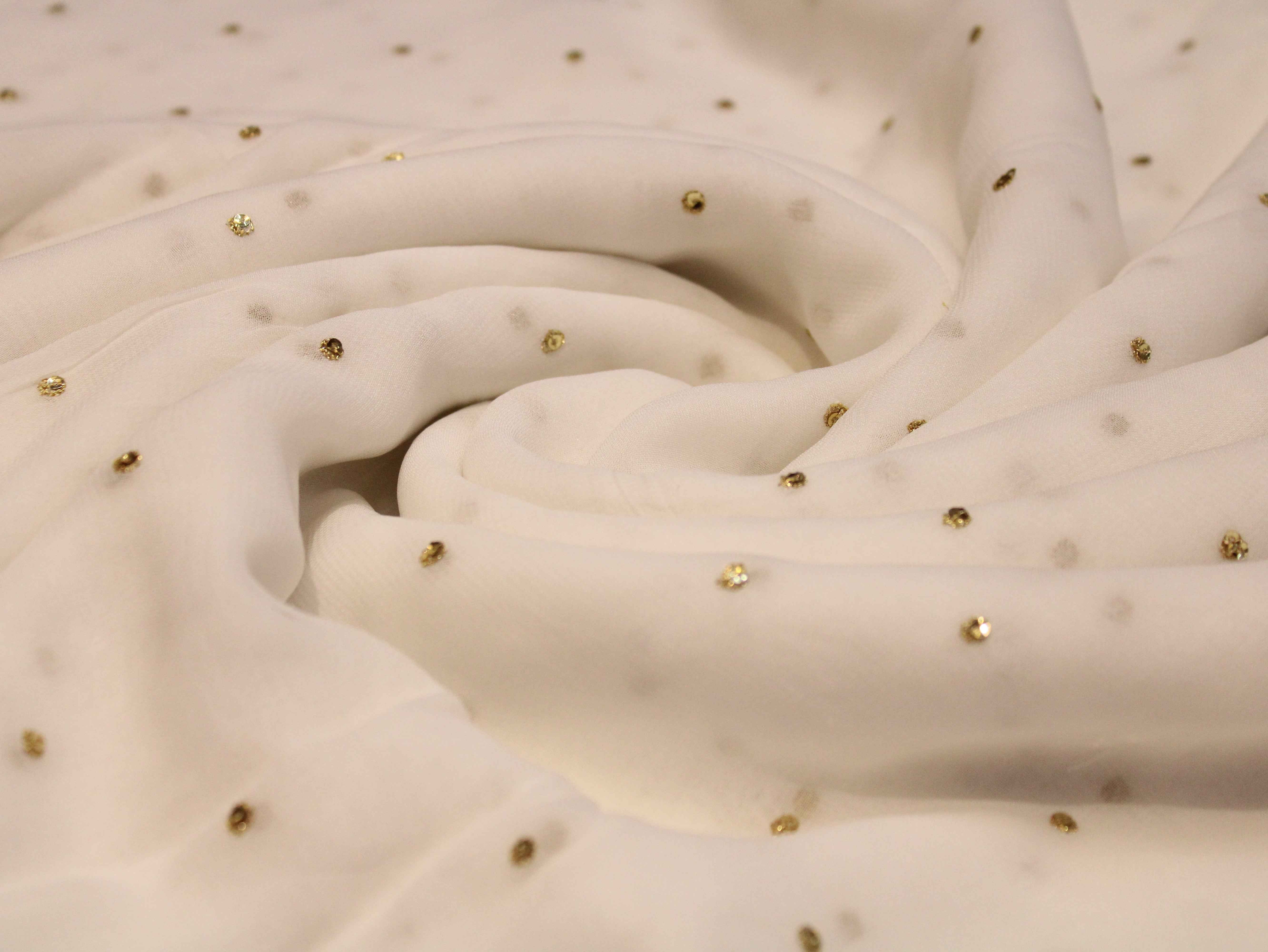 Georgette Dyeable Sequin Buti Fabric