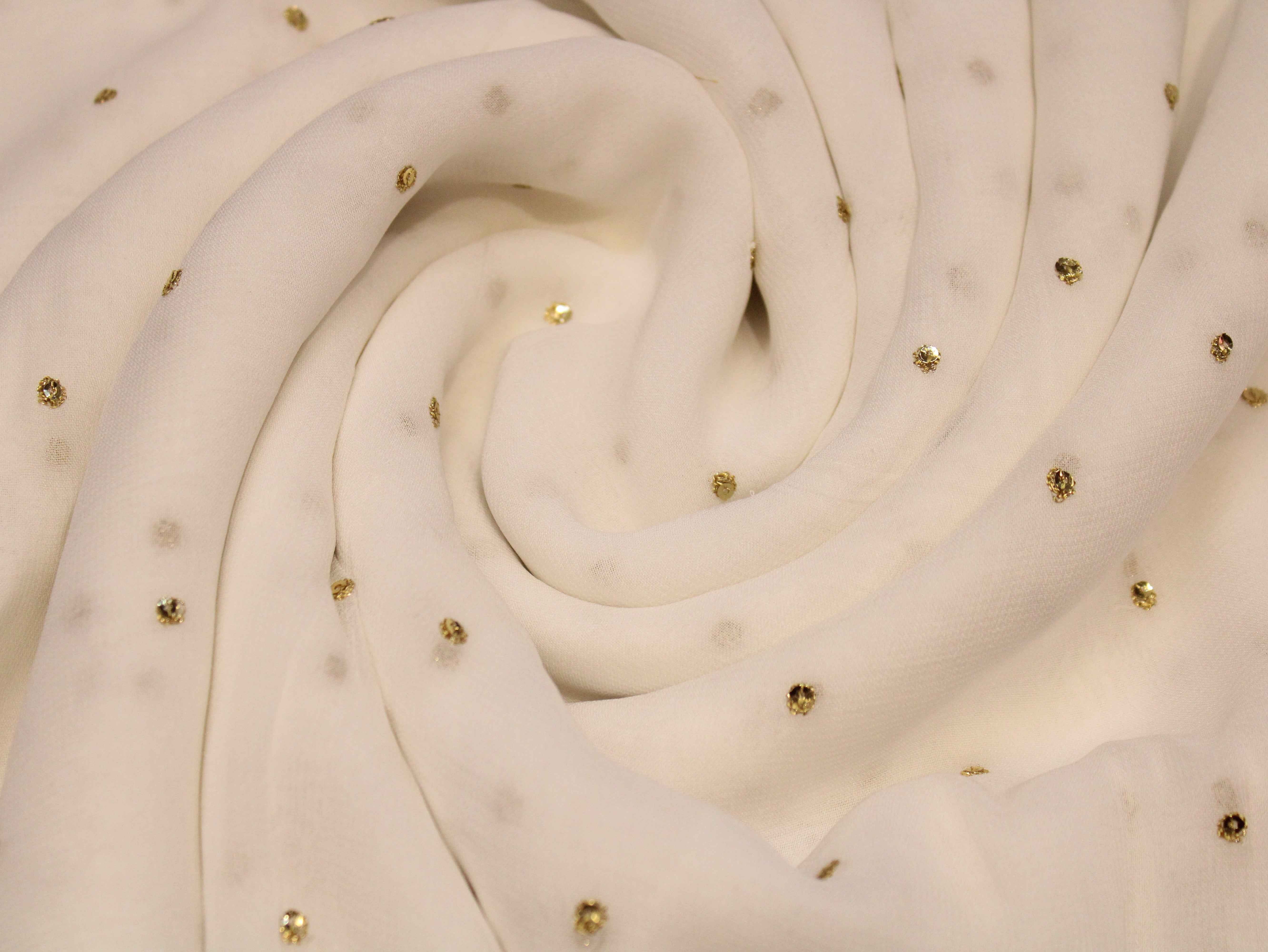 Georgette Dyeable Sequin Buti Fabric