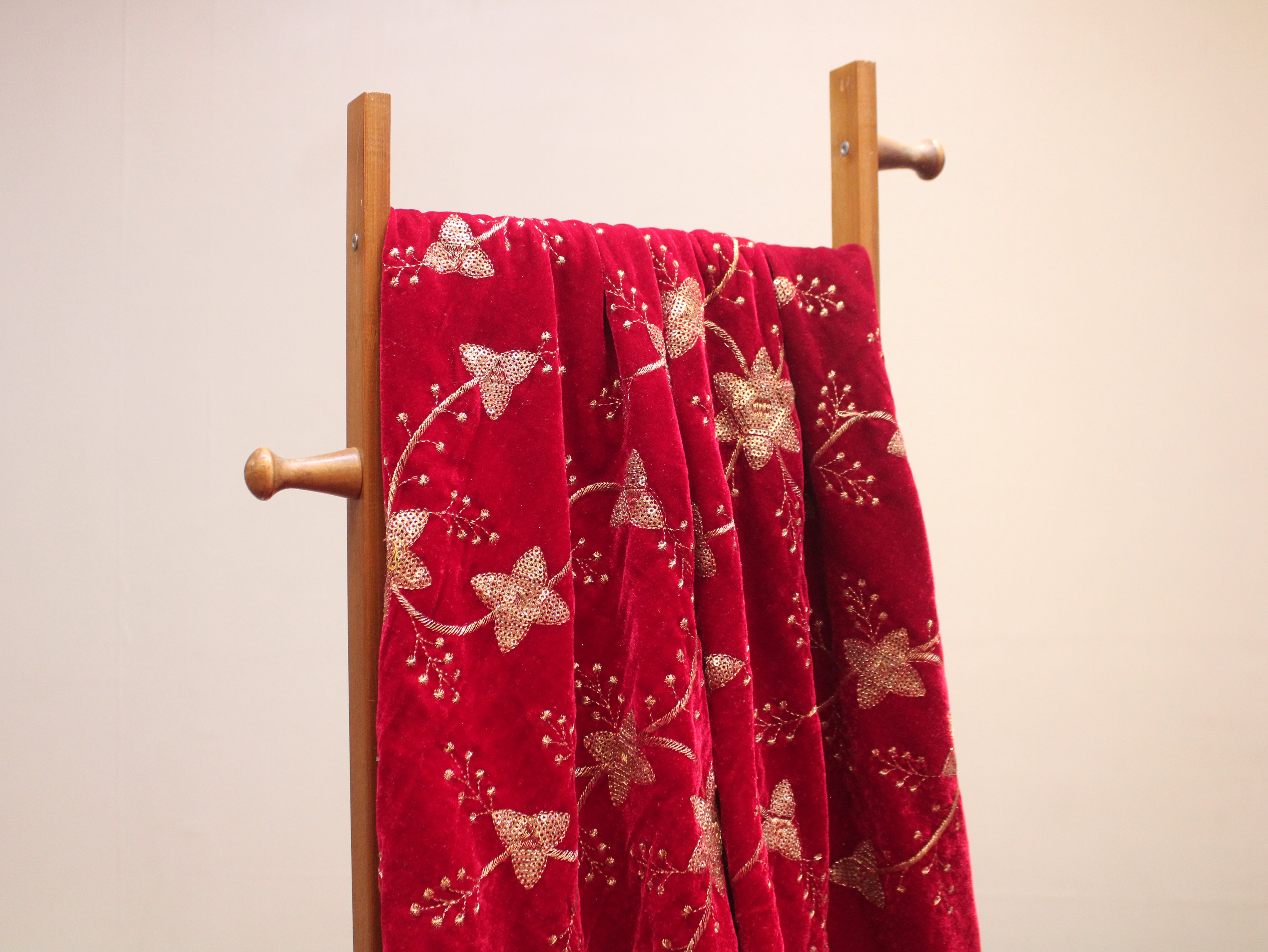 Premium Micro Velvet Floral Zari & Sequin Jaal Work Fabric