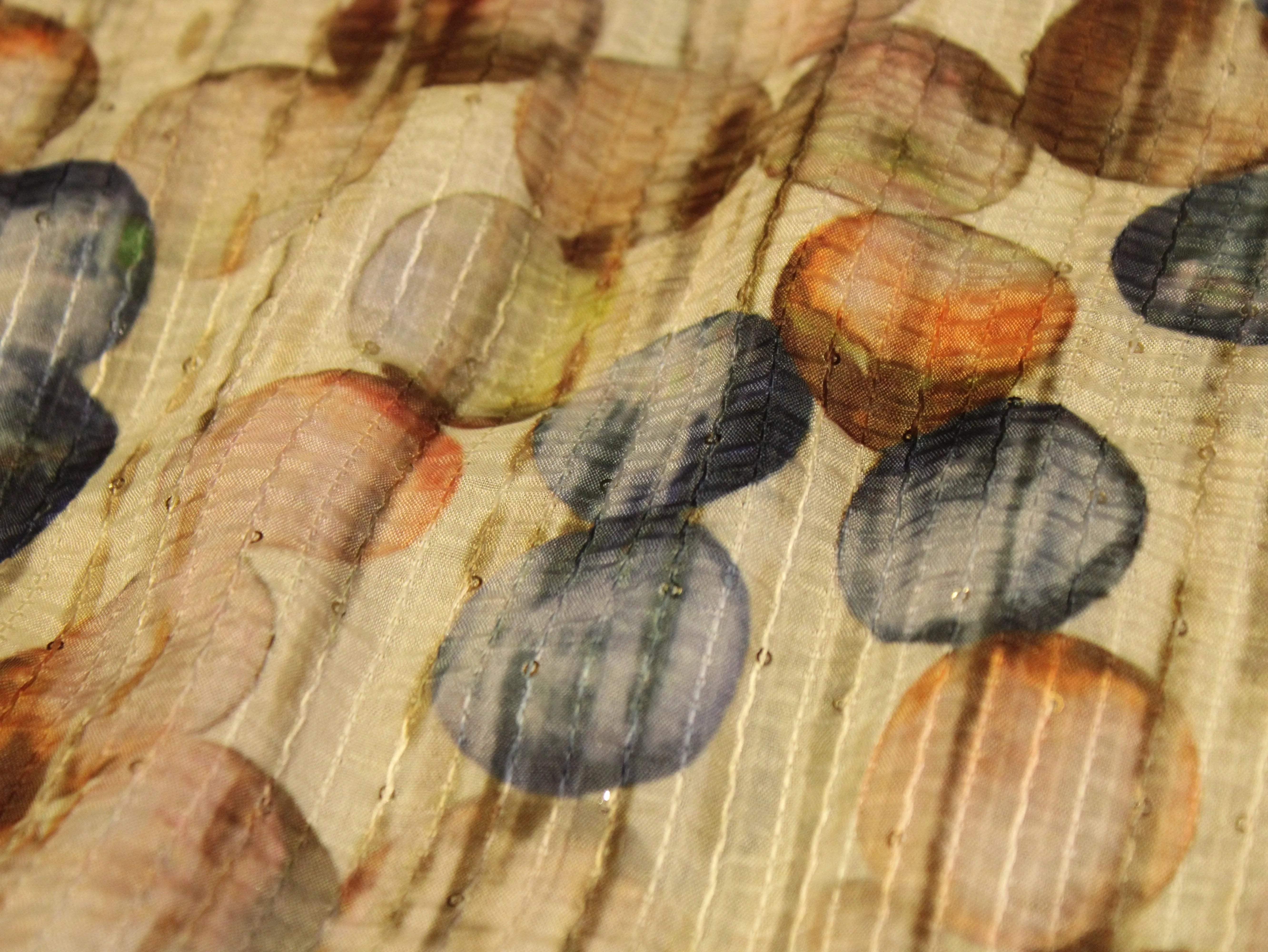 Digital Printed Chinon Fabric with Light Sequin Work