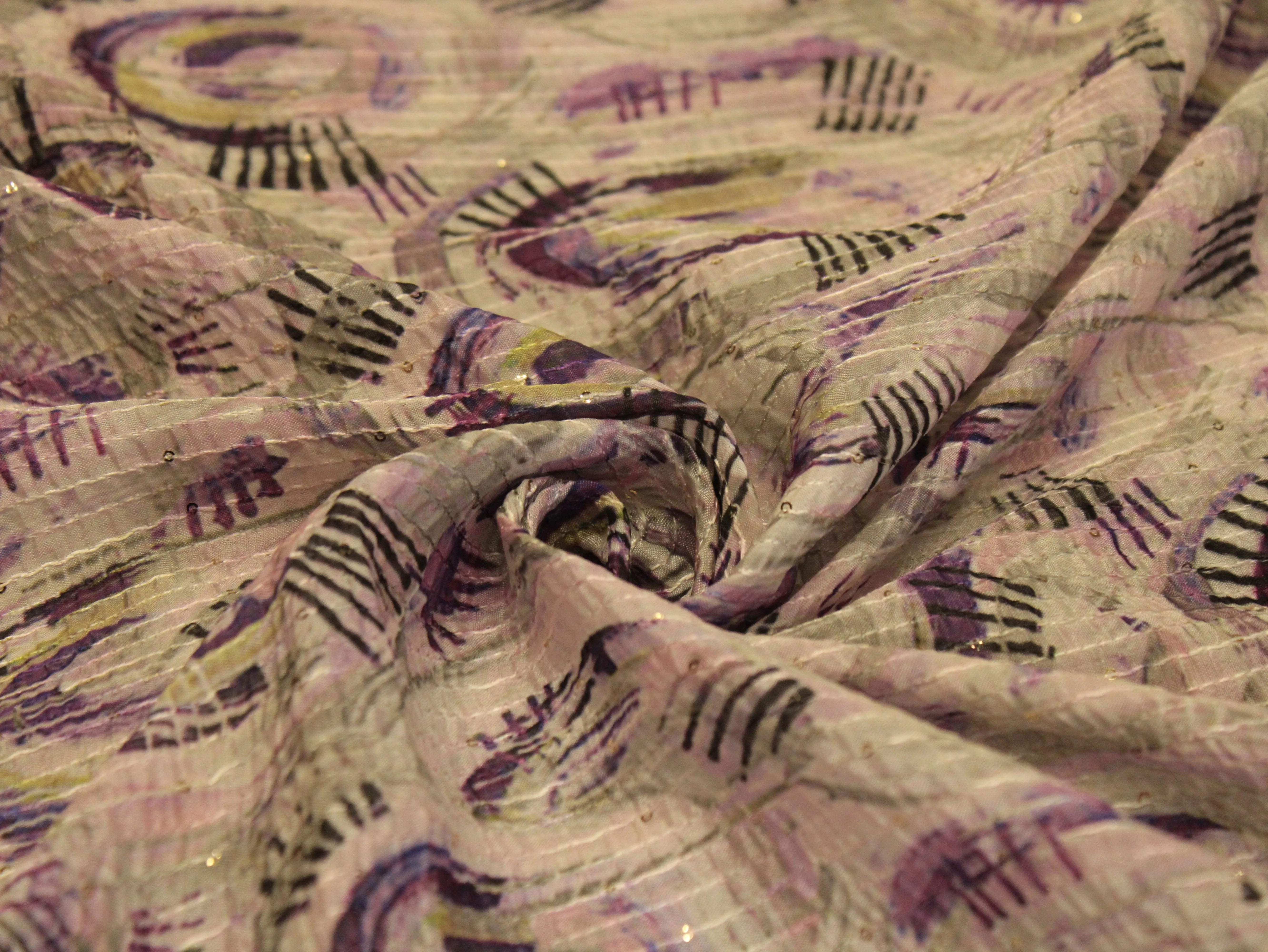 Vibrant X Mix & Match : Digital Viscos Chinon Silk Fabric - M'Foks