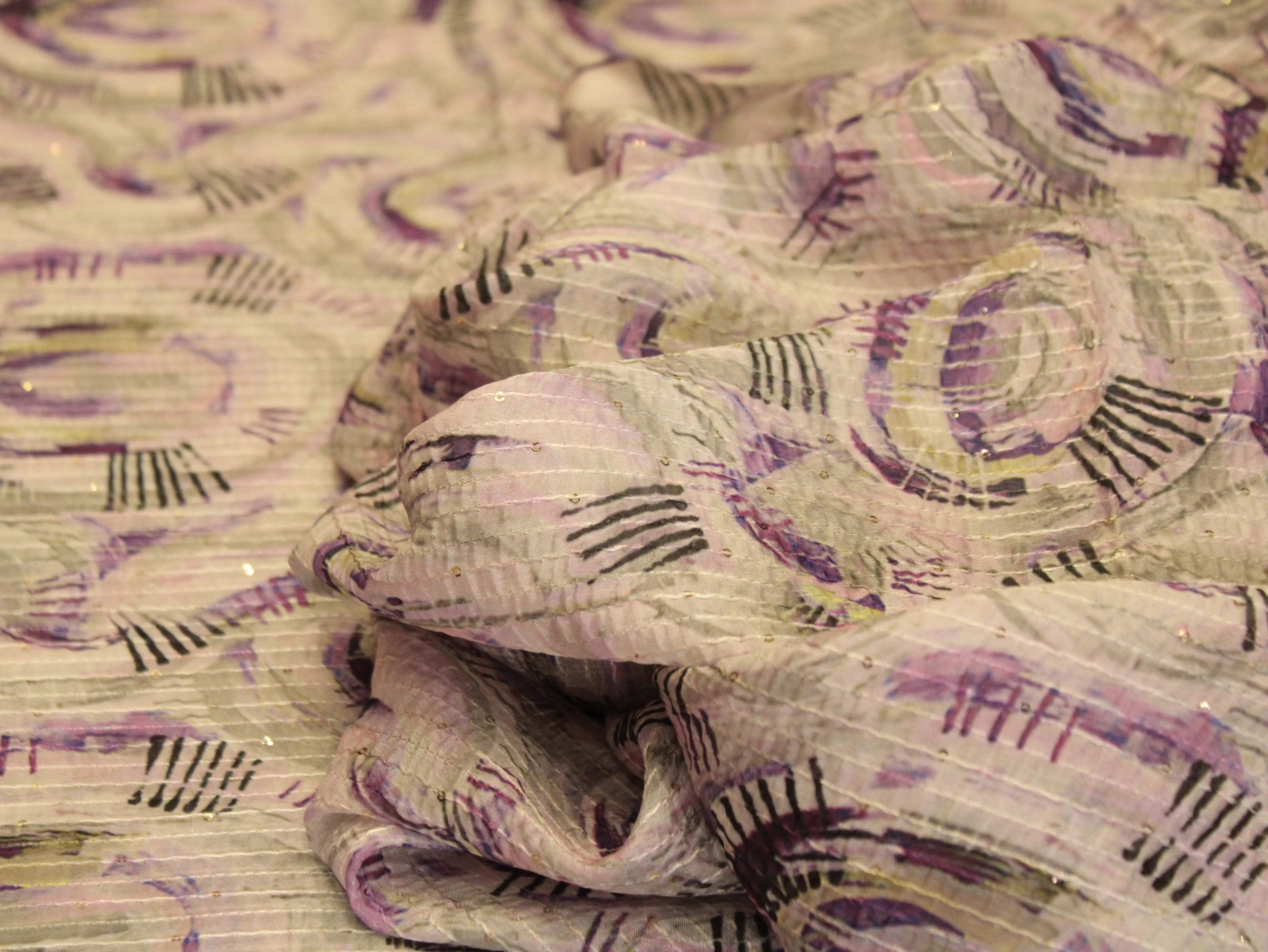 Vibrant X Mix & Match : Digital Viscos Chinon Silk Fabric - M'Foks