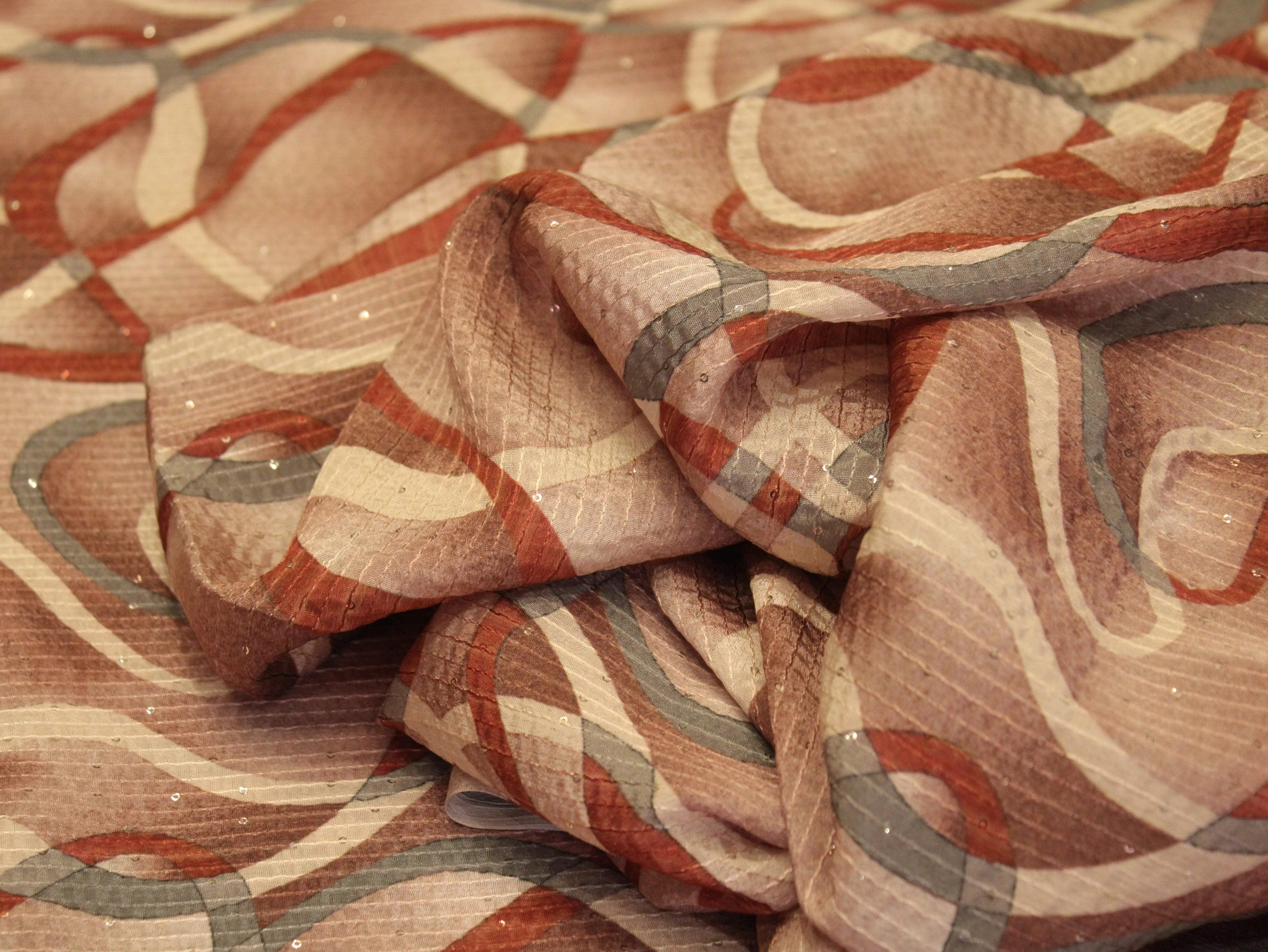 Vibrant X Mix & Match : Digital Viscos Chinon Silk Fabric - M'Foks
