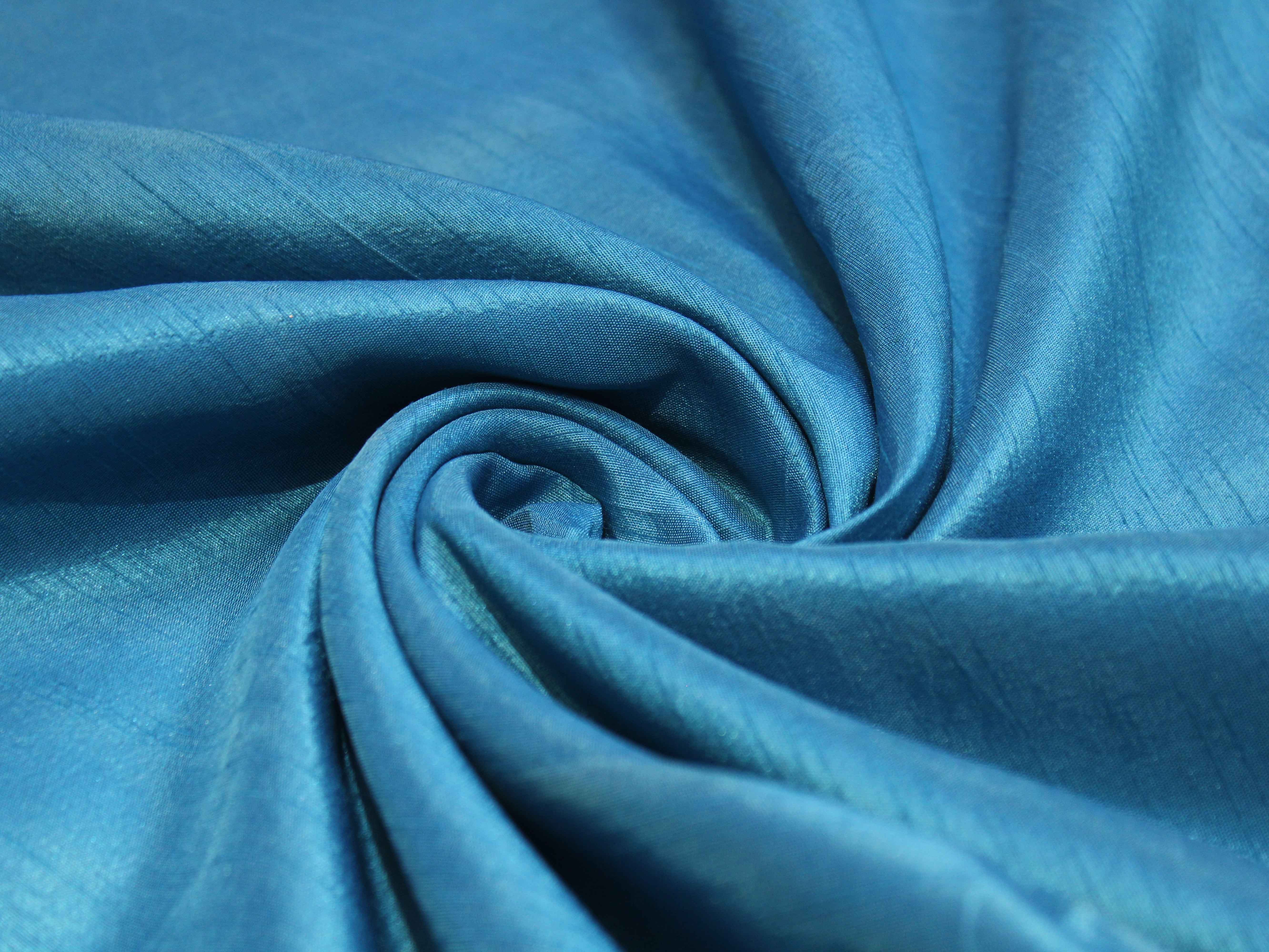 Plain Dyed Raw/Dupion Silk Fabric - Firozi