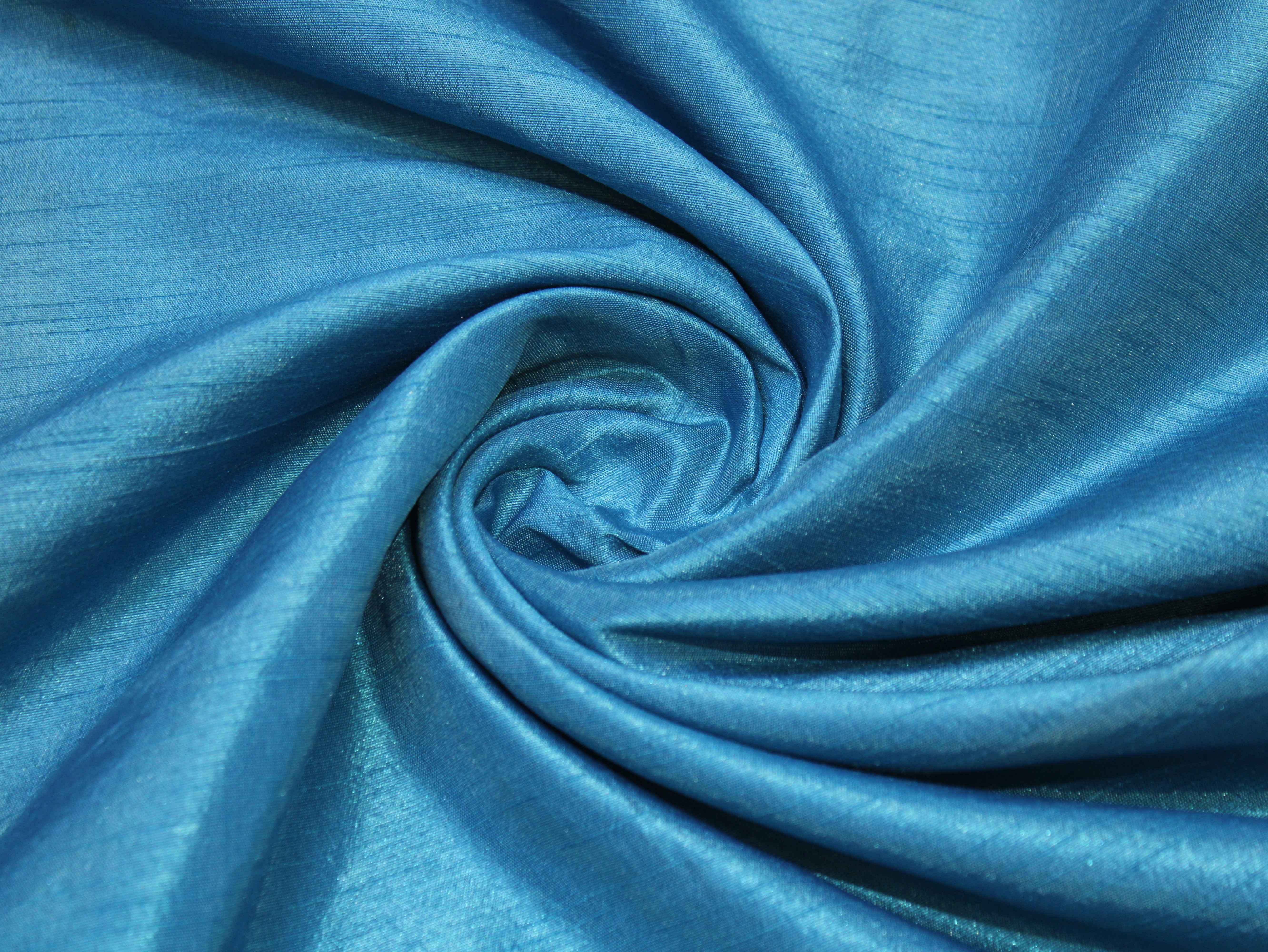Plain Dyed Raw/Dupion Silk Fabric - Firozi
