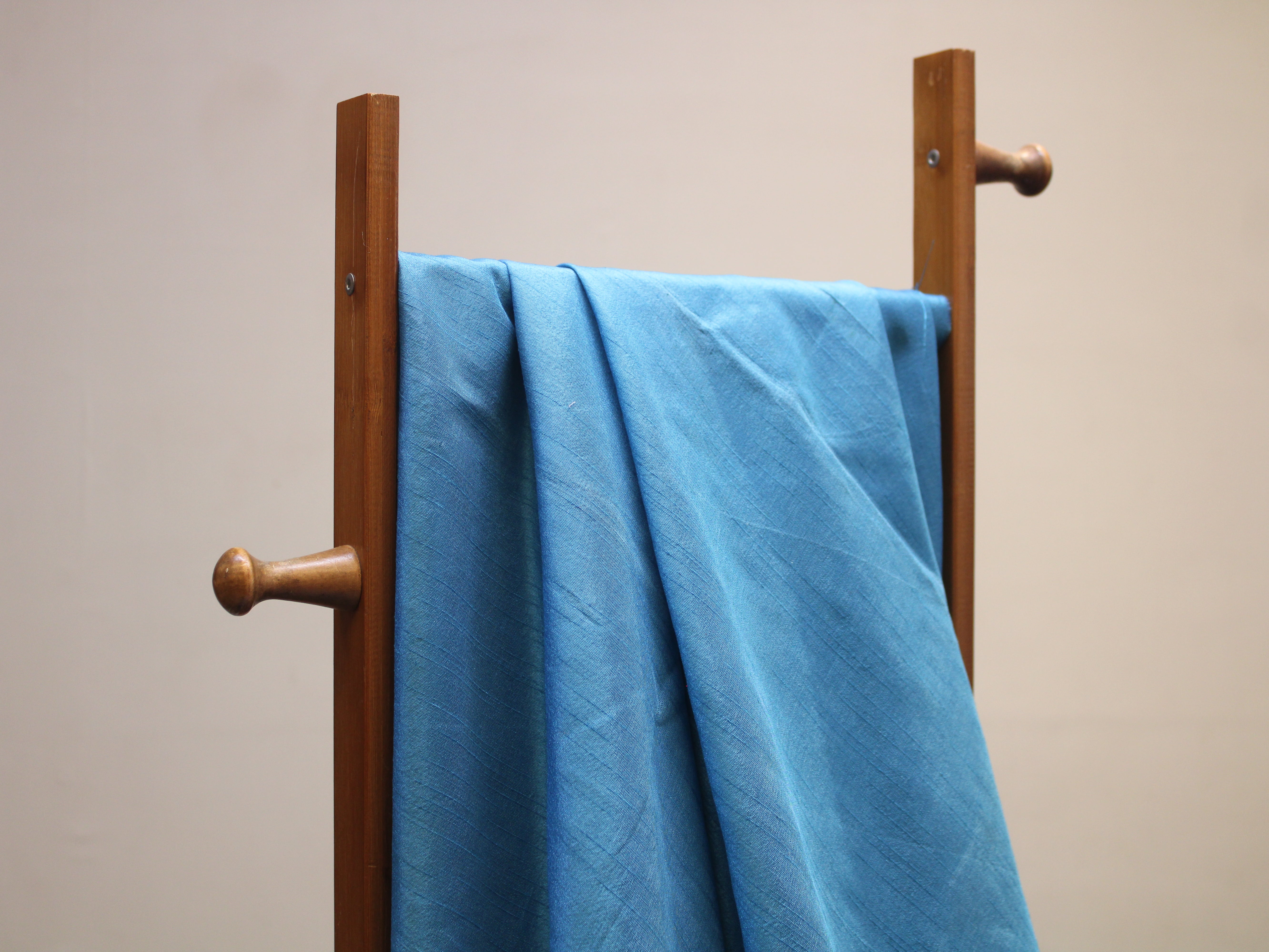 Plain Dyed Raw/Dupion Silk Fabric - Firozi