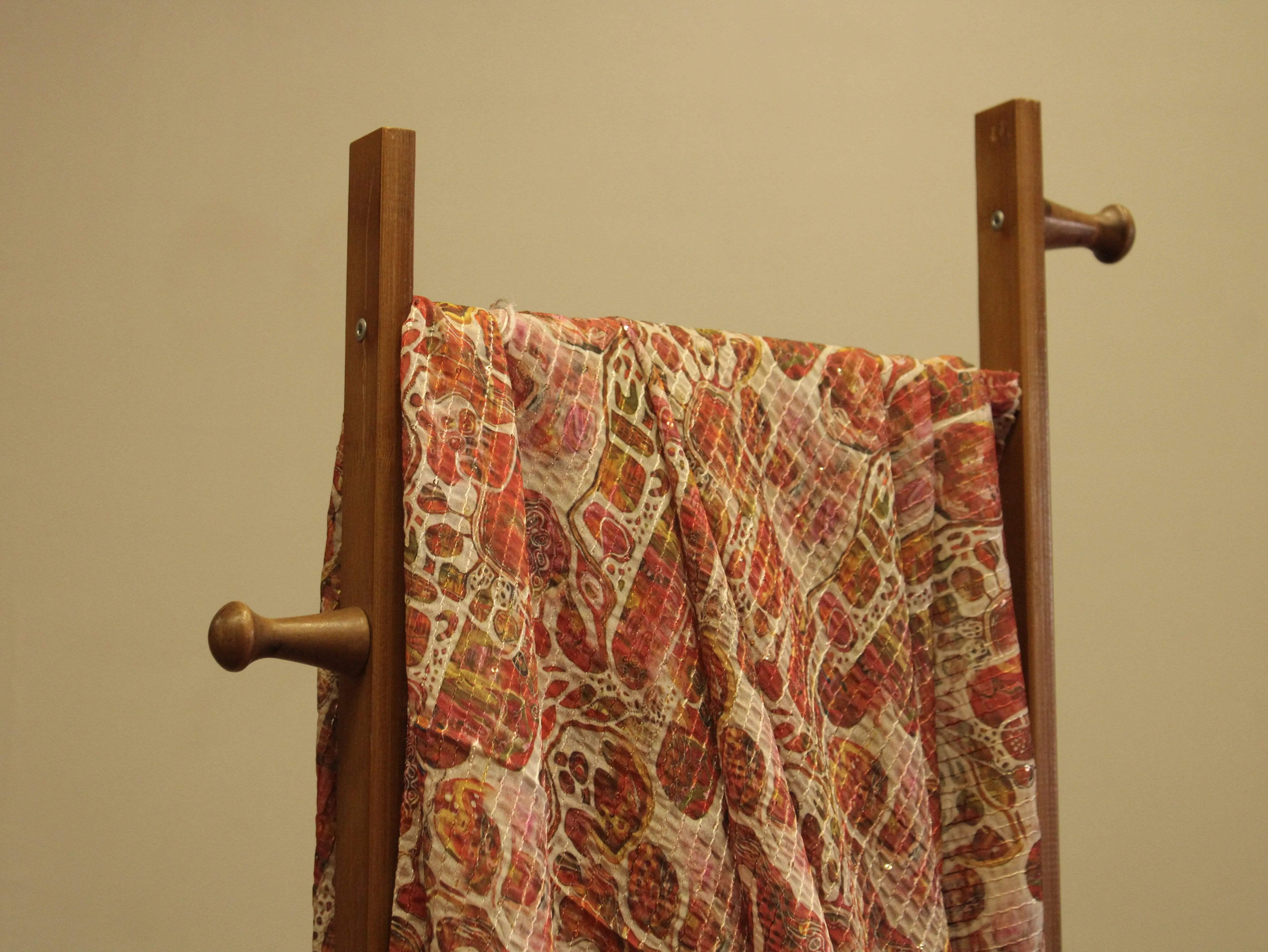 Digital Printed Chinon Fabric with Light Sequin Work