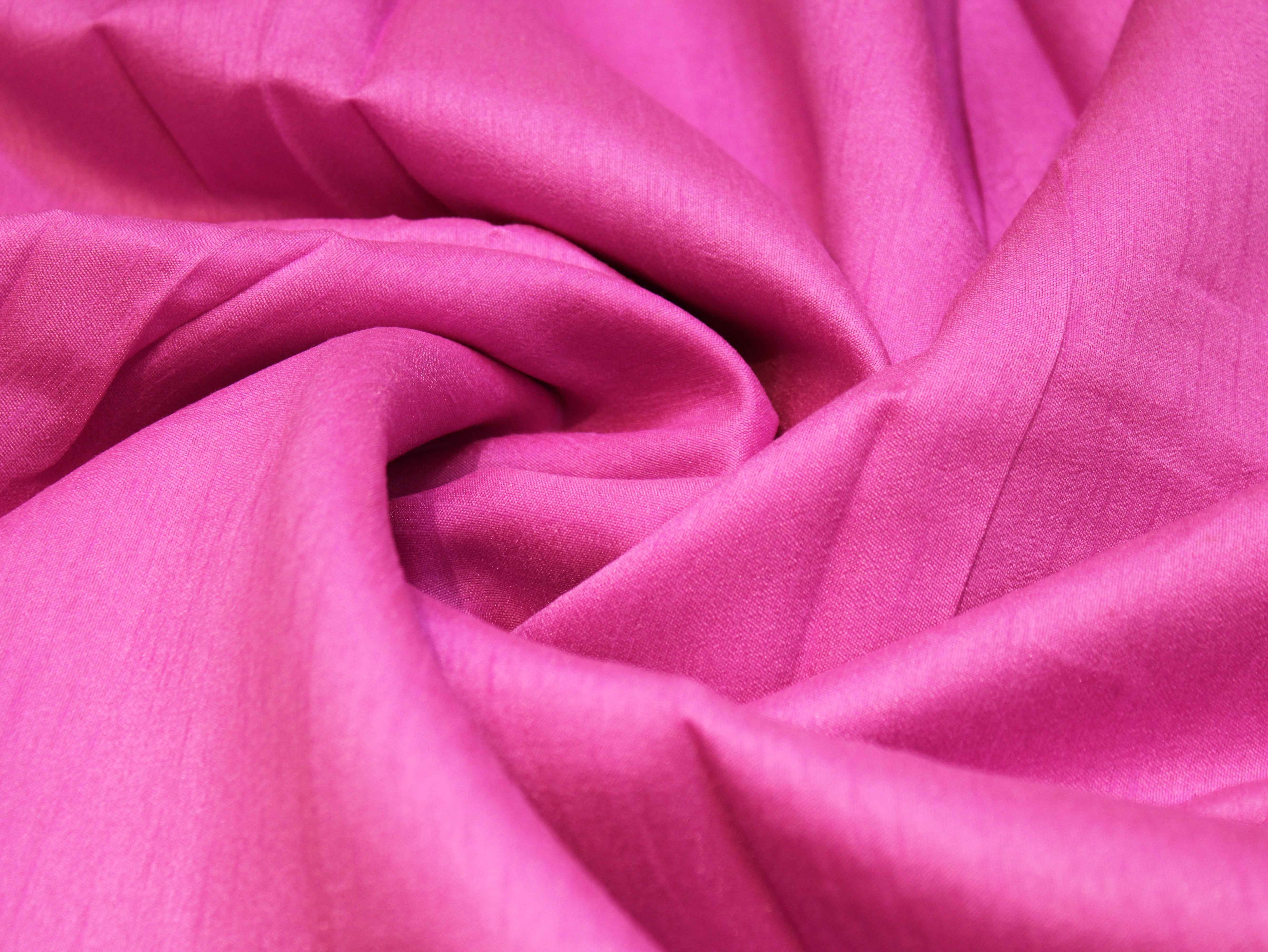 Plain Dyed Raw/Dupion Silk Fabric - Neon Pink