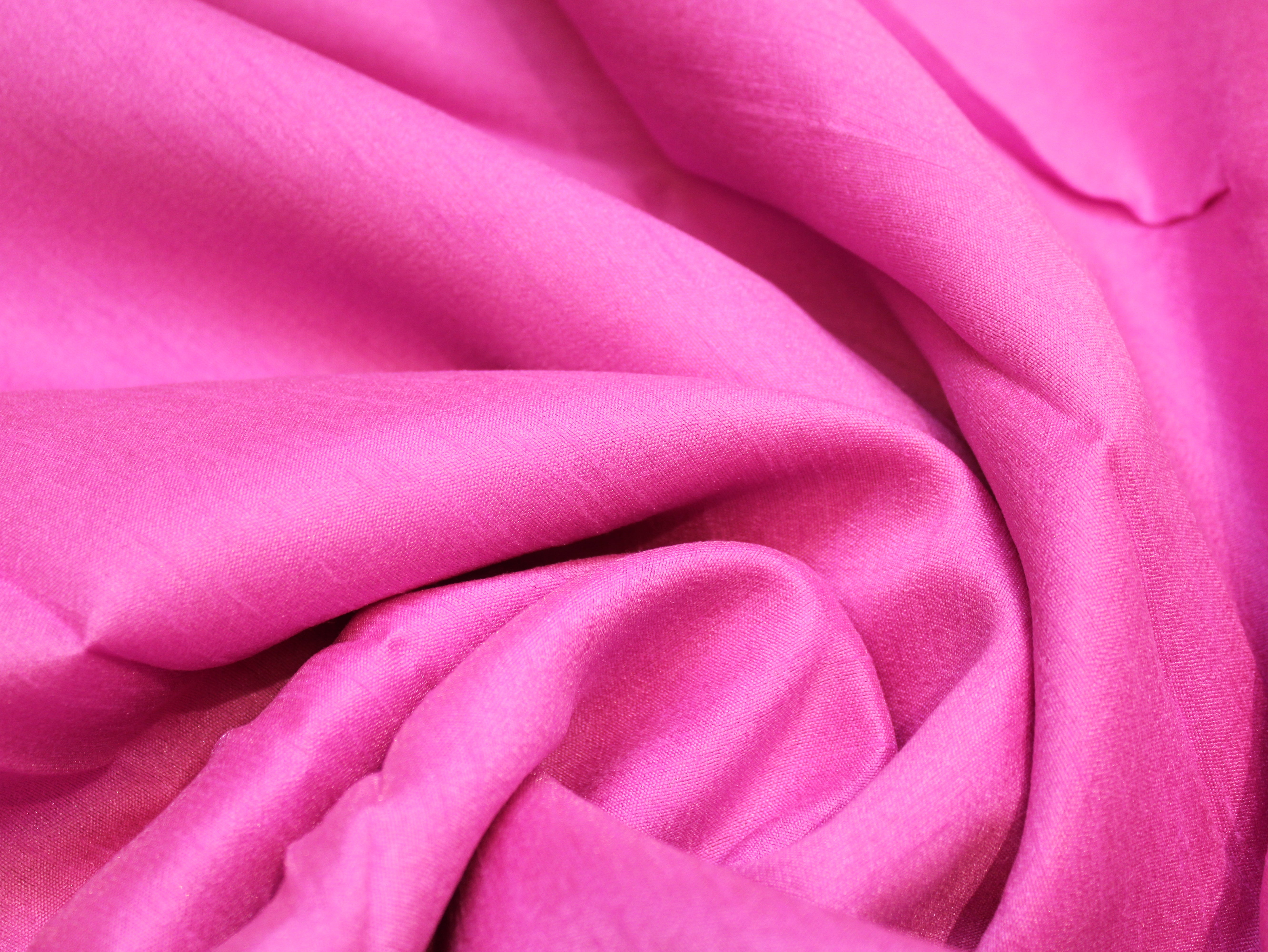 Plain Dyed Raw/Dupion Silk Fabric - Neon Pink