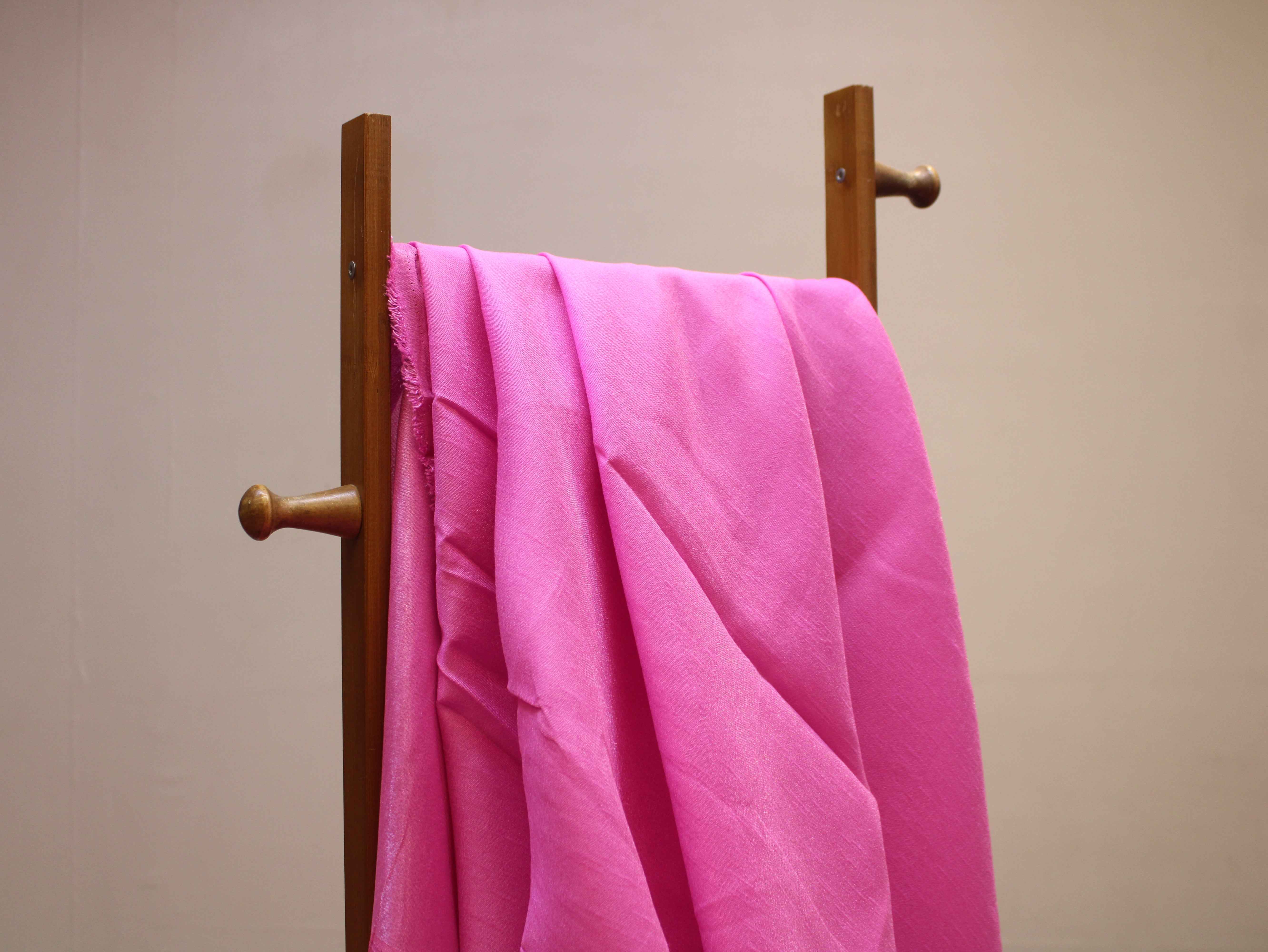 Plain Dyed Raw/Dupion Silk Fabric - Neon Pink