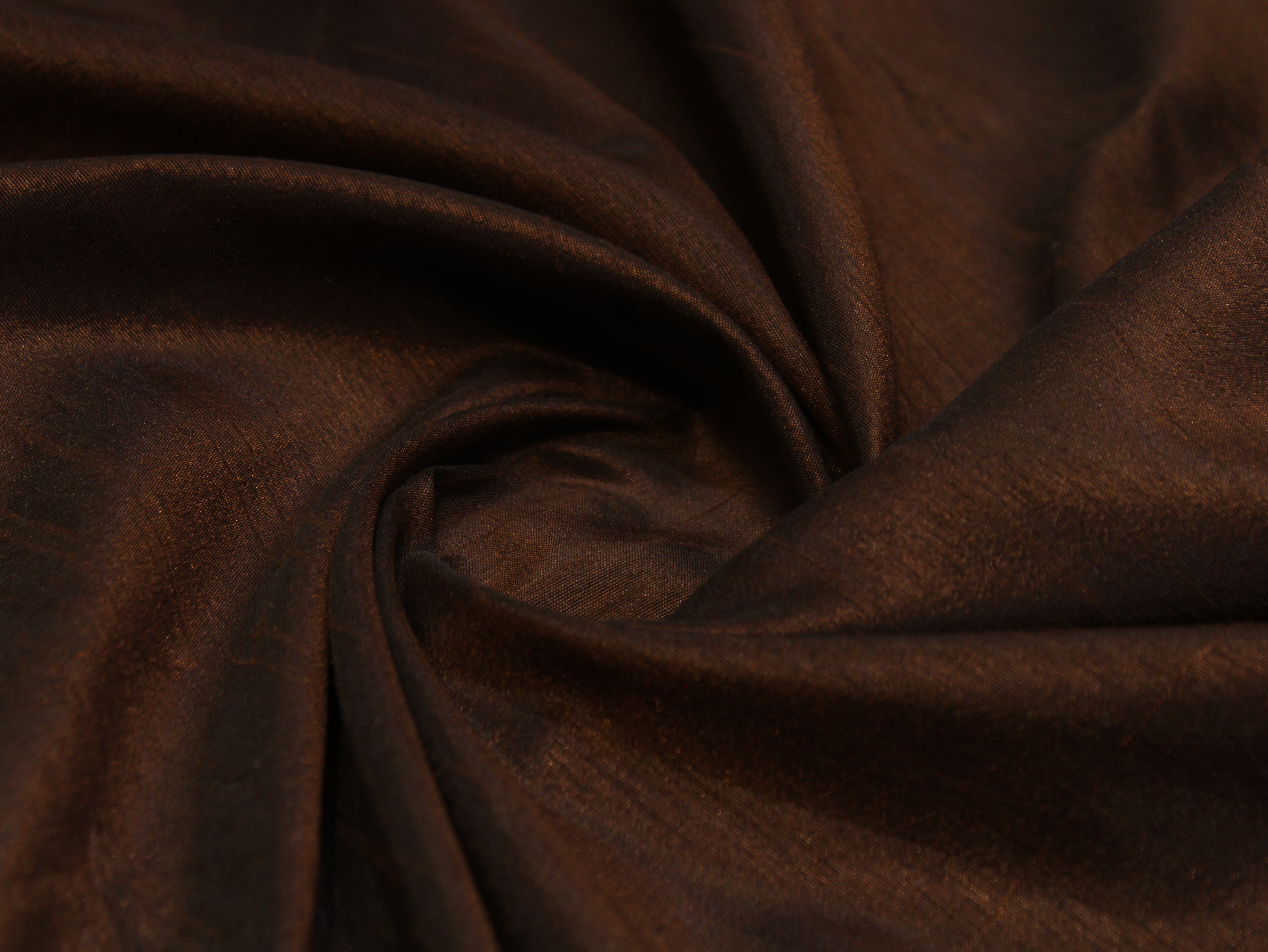 Plain Dyed Raw/Dupion Silk Fabric - Coffee Brown