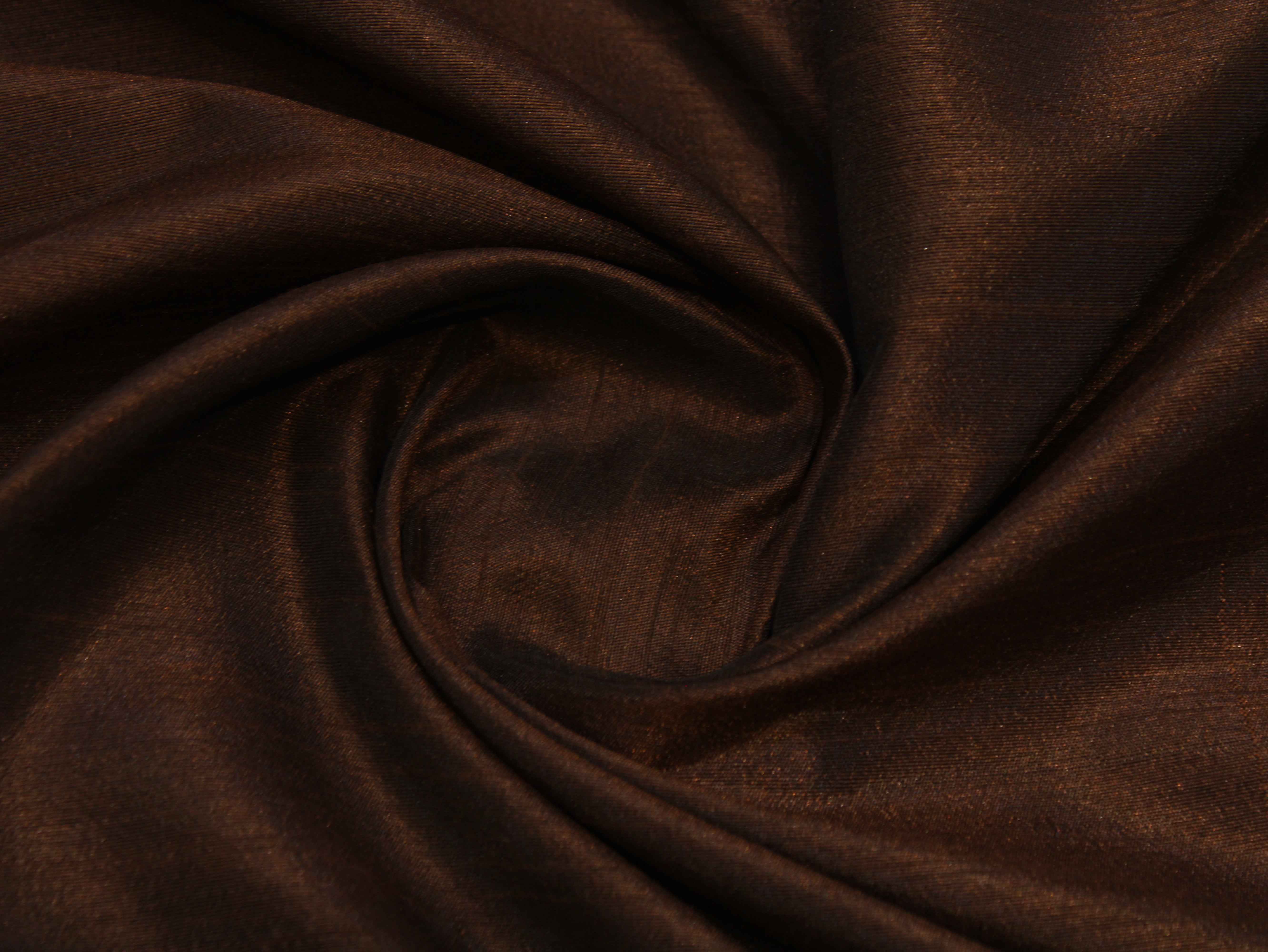 Plain Dyed Raw/Dupion Silk Fabric - Coffee Brown