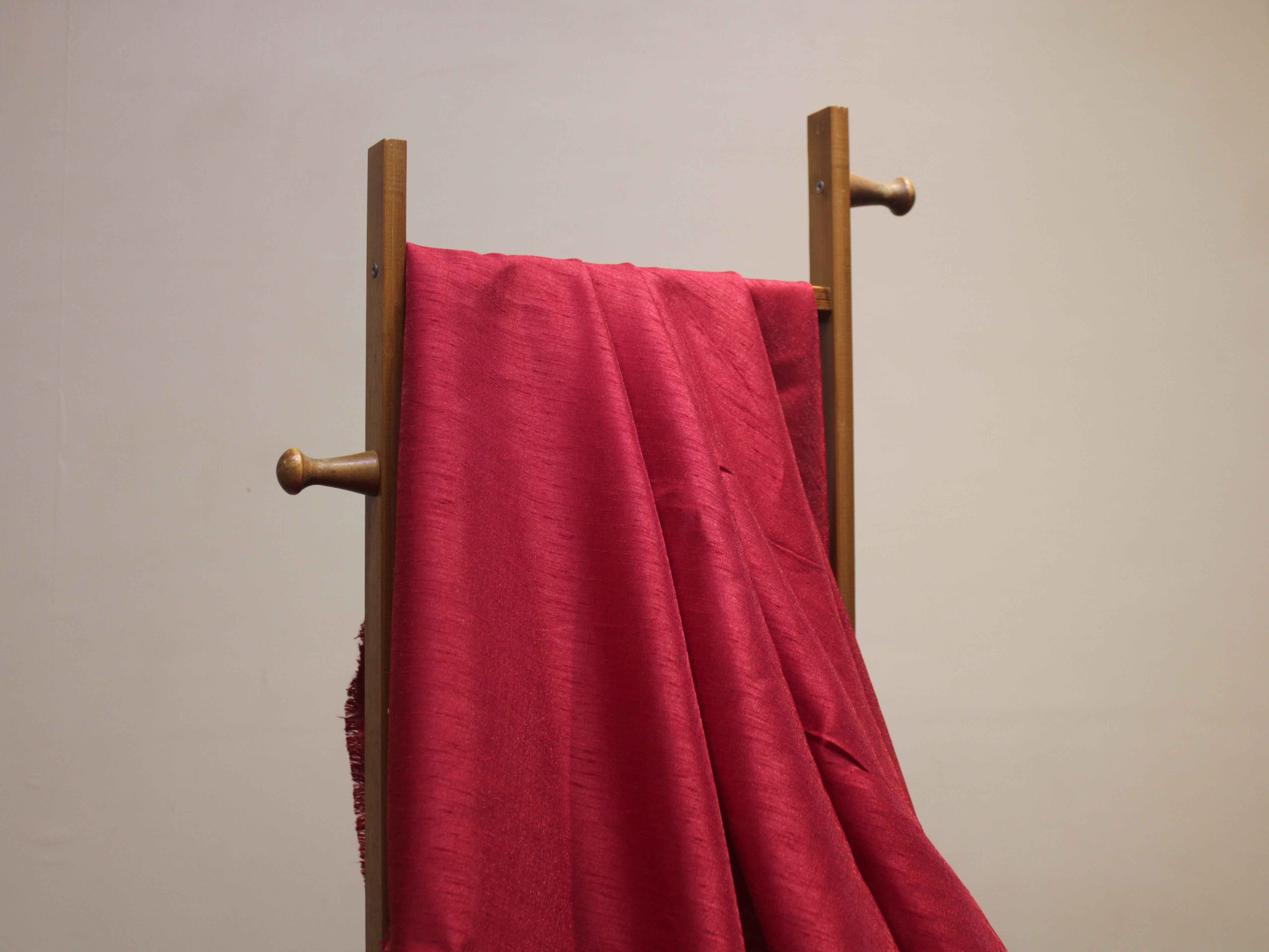 Plain Dyed Raw/Dupion Silk Fabric - Blood Red