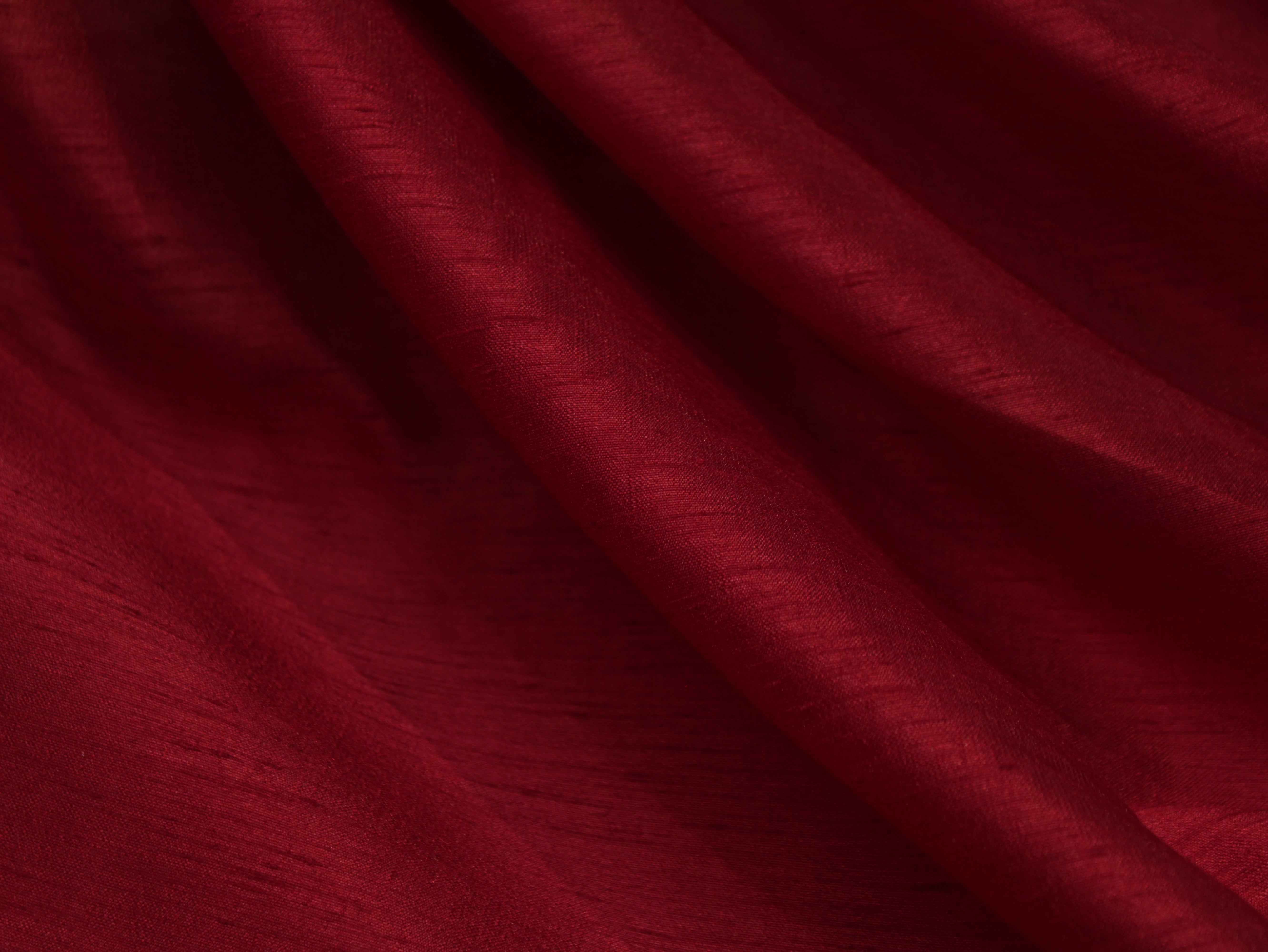 Plain Dyed Raw/Dupion Silk Fabric - Blood Red