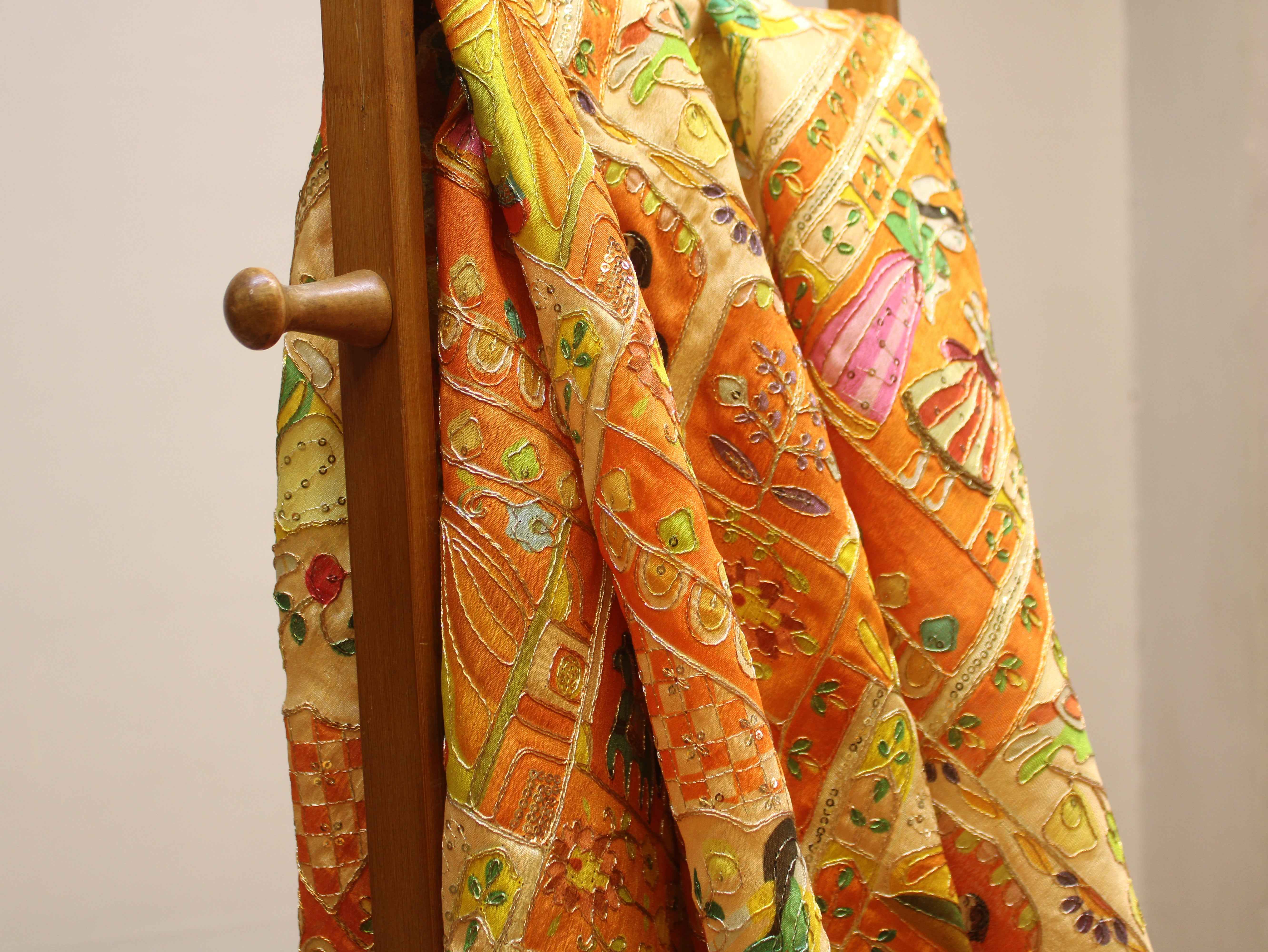 Premium Poly Crepe Position Print Work Fabric