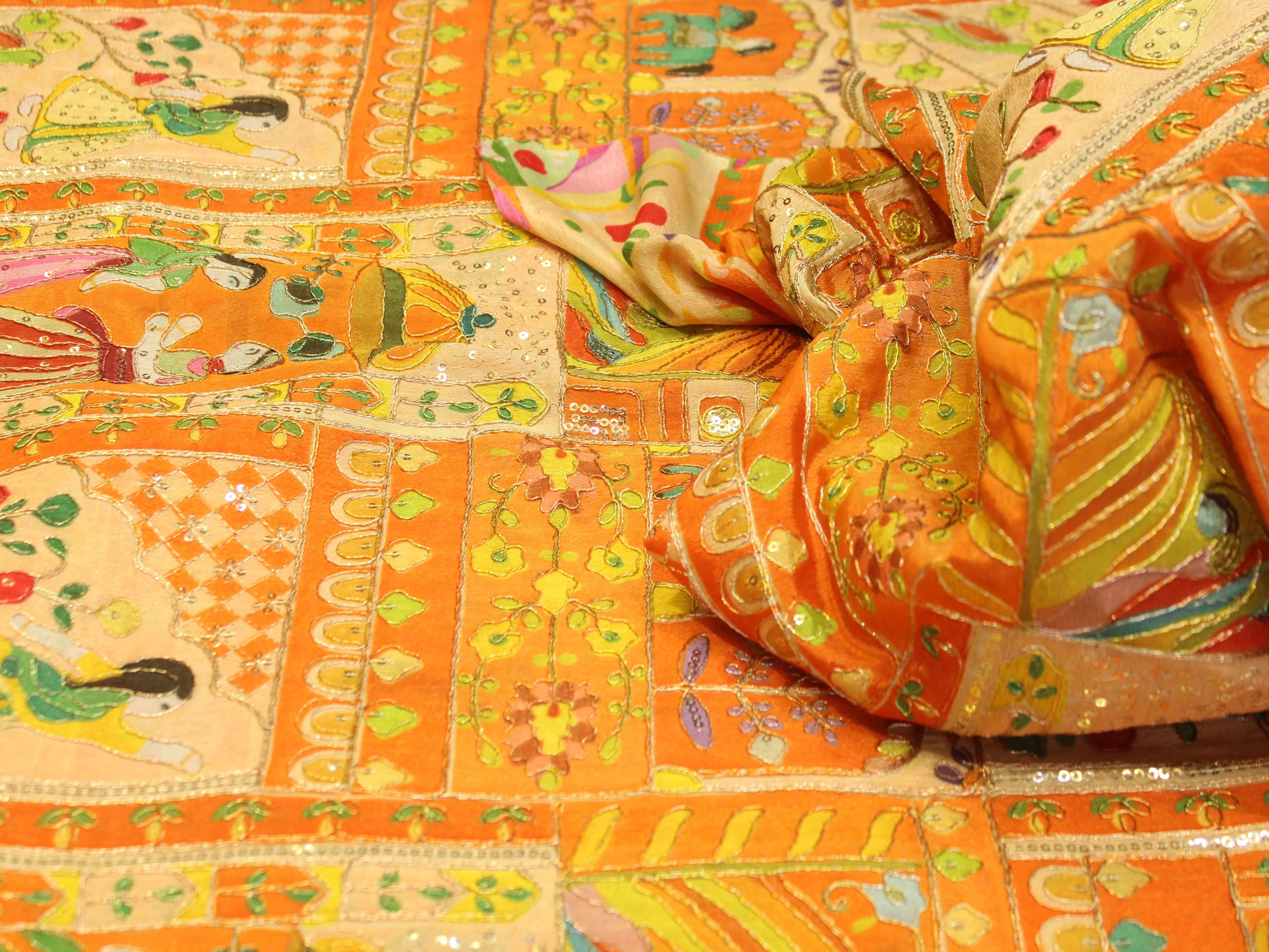 Premium Poly Crepe Position Print Work Fabric