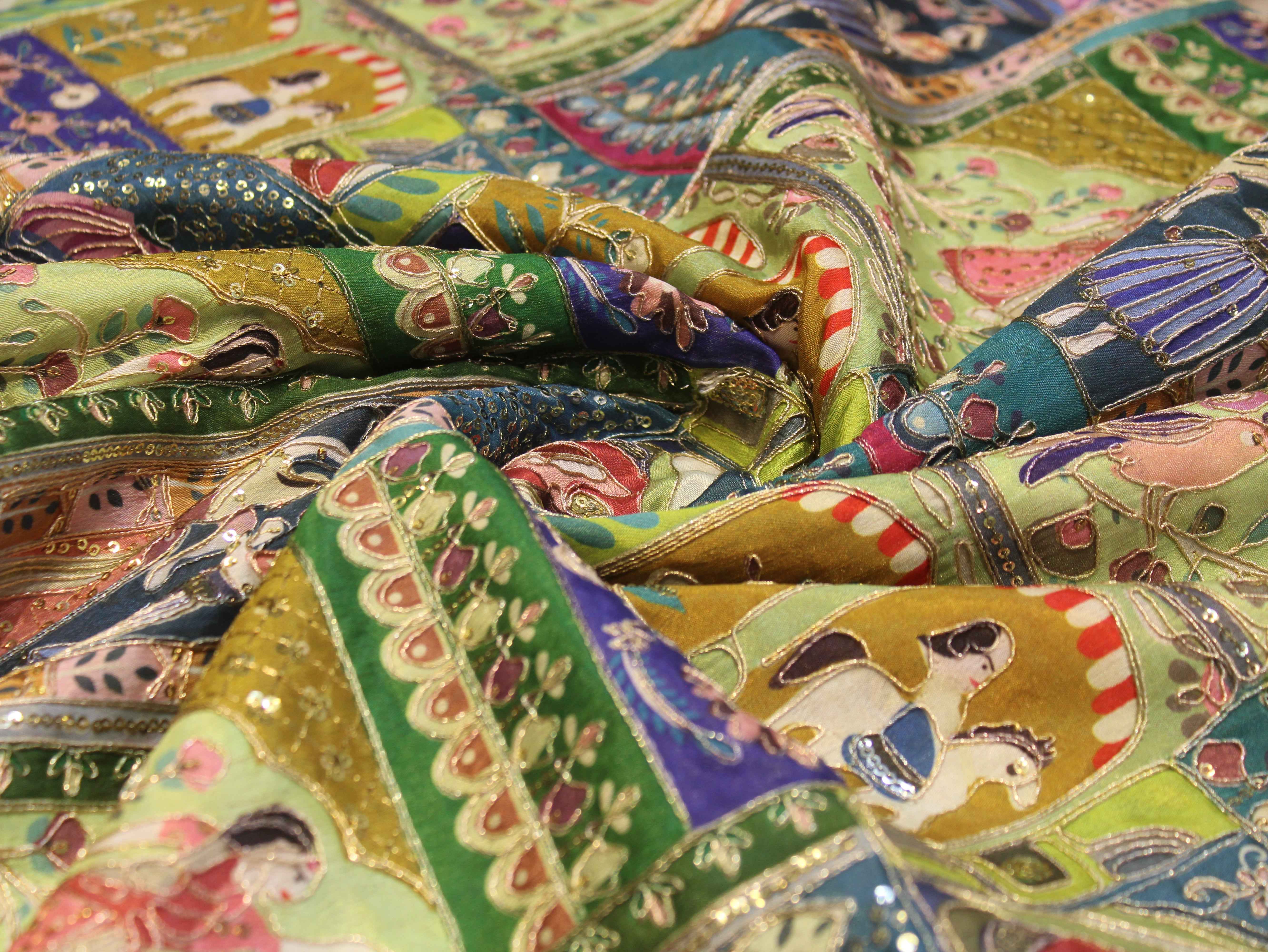 Premium Poly Crepe Position Print Work Fabric