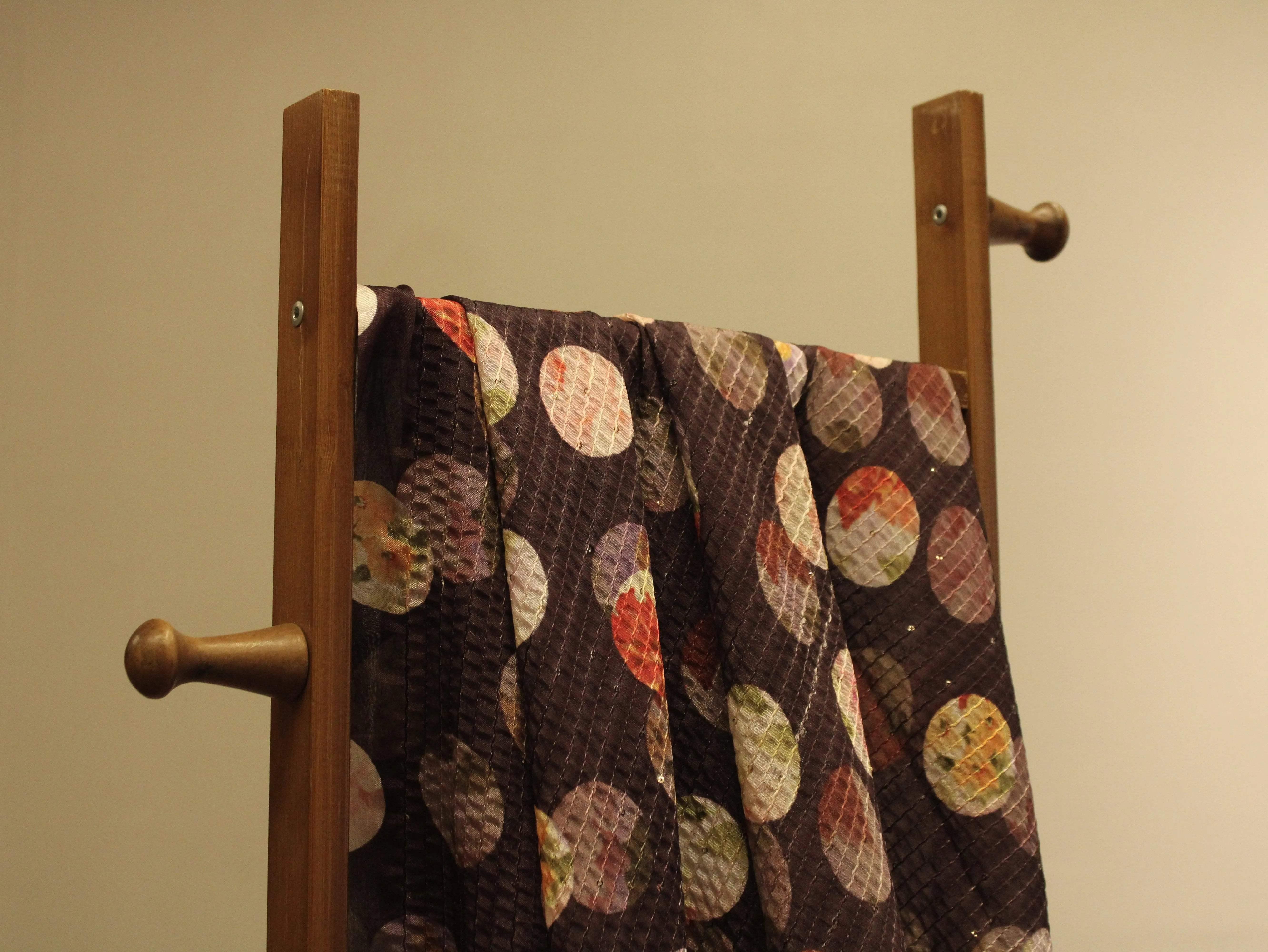 Digital Printed Chinon Fabric with Light Sequin Work
