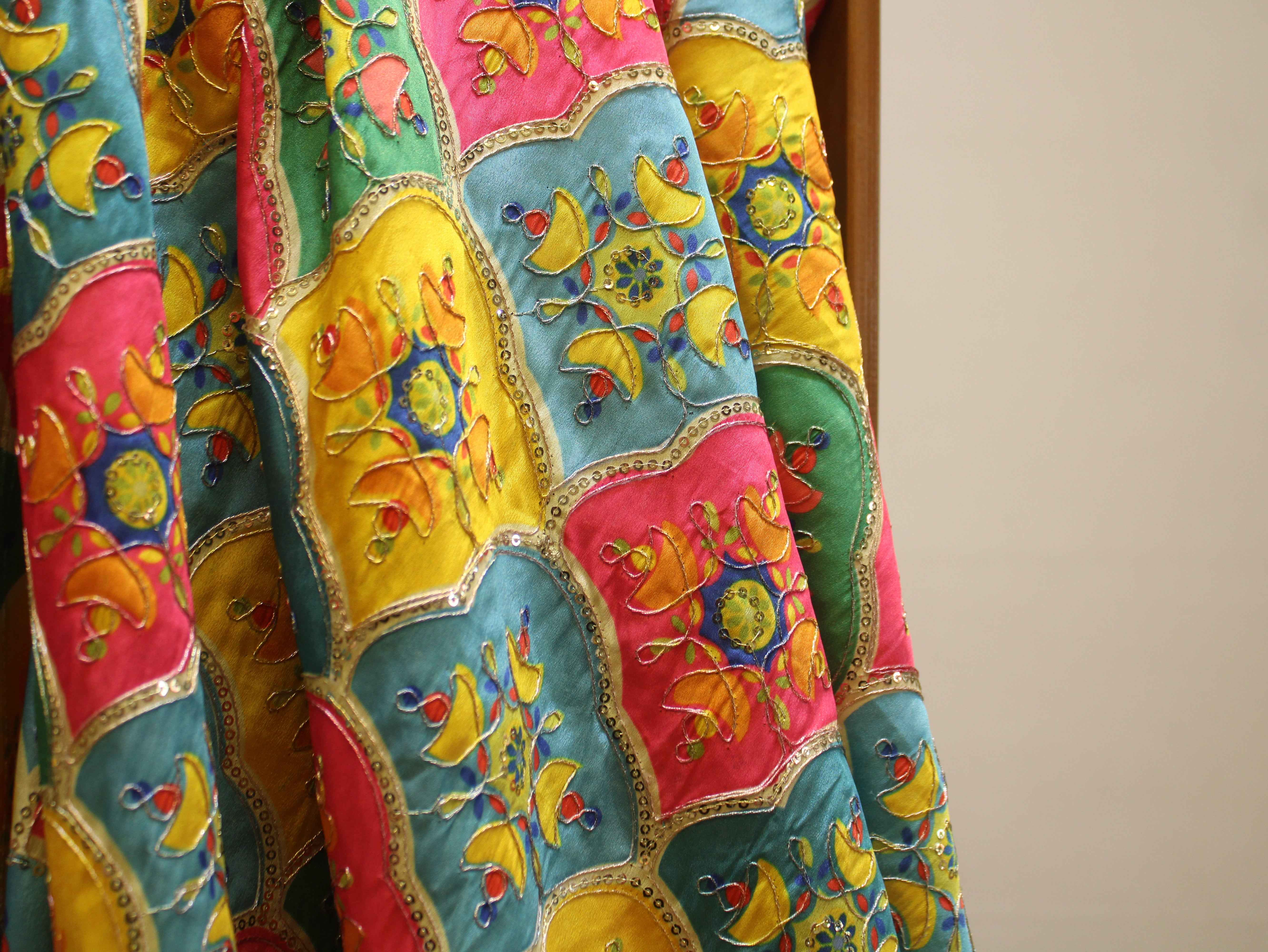 Premium Poly Crepe Position Print Work Fabric