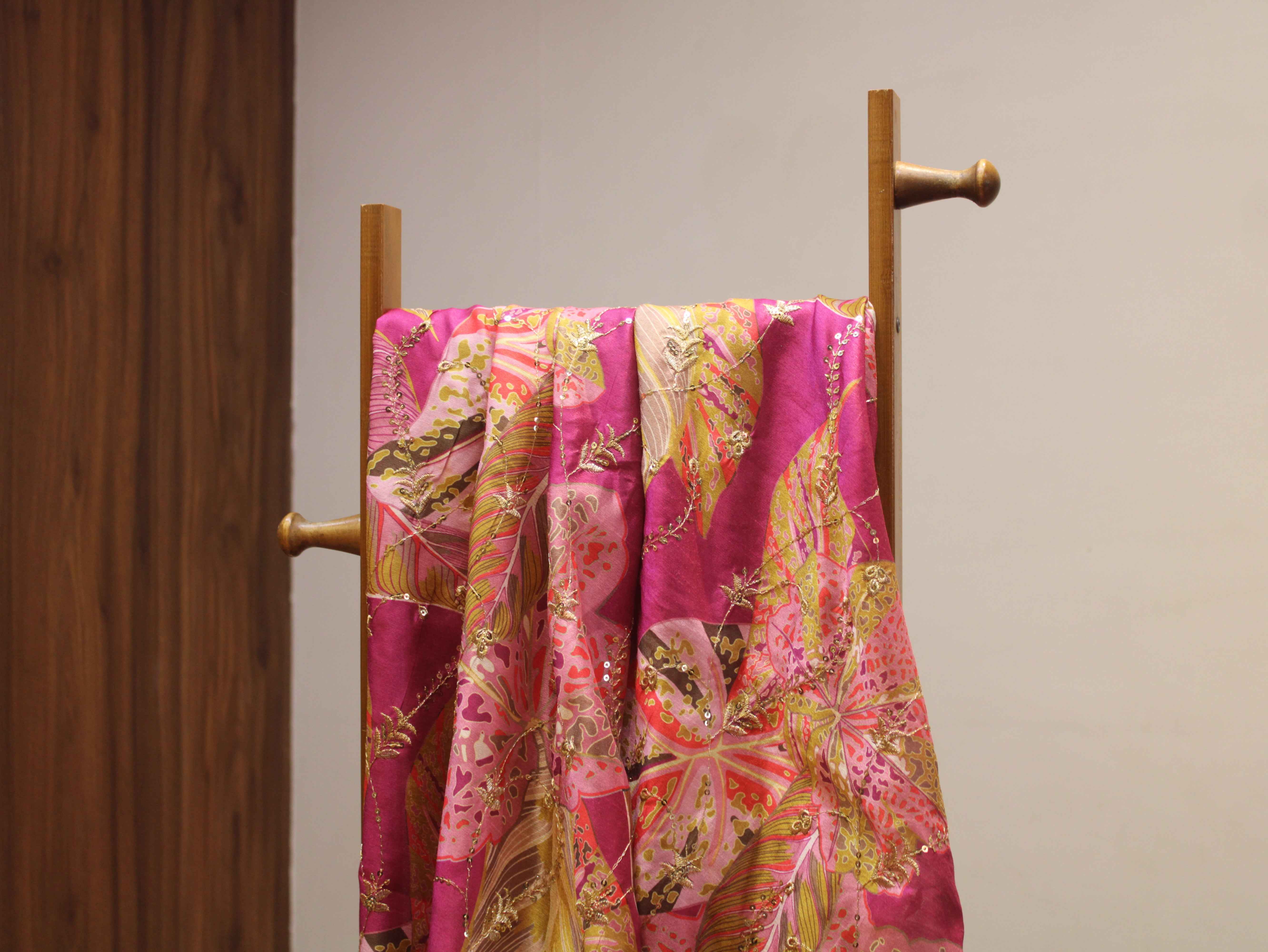 Dupion Silk Position Print Work Fabric