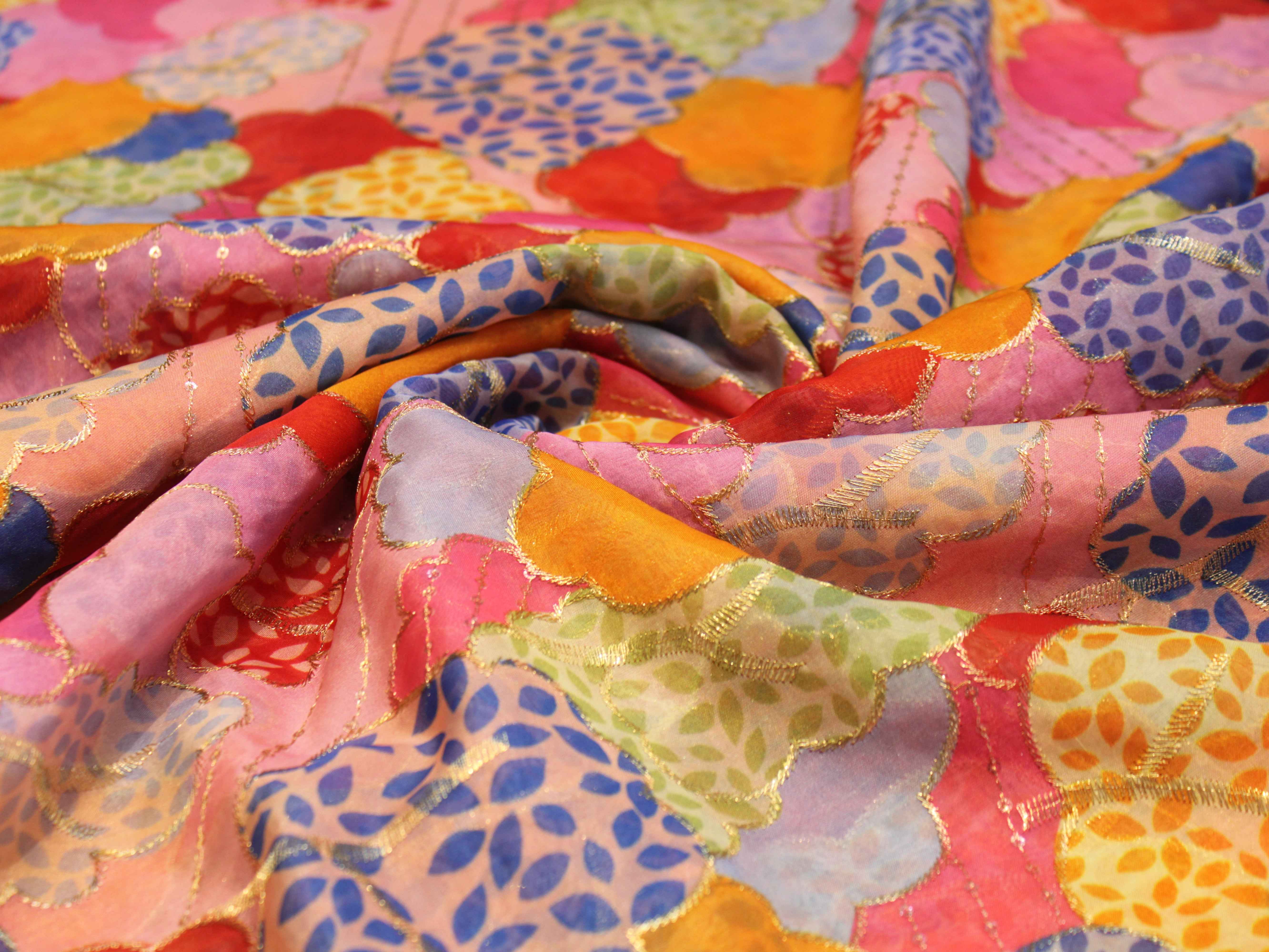 Pure Organza Position Print Work Fabric